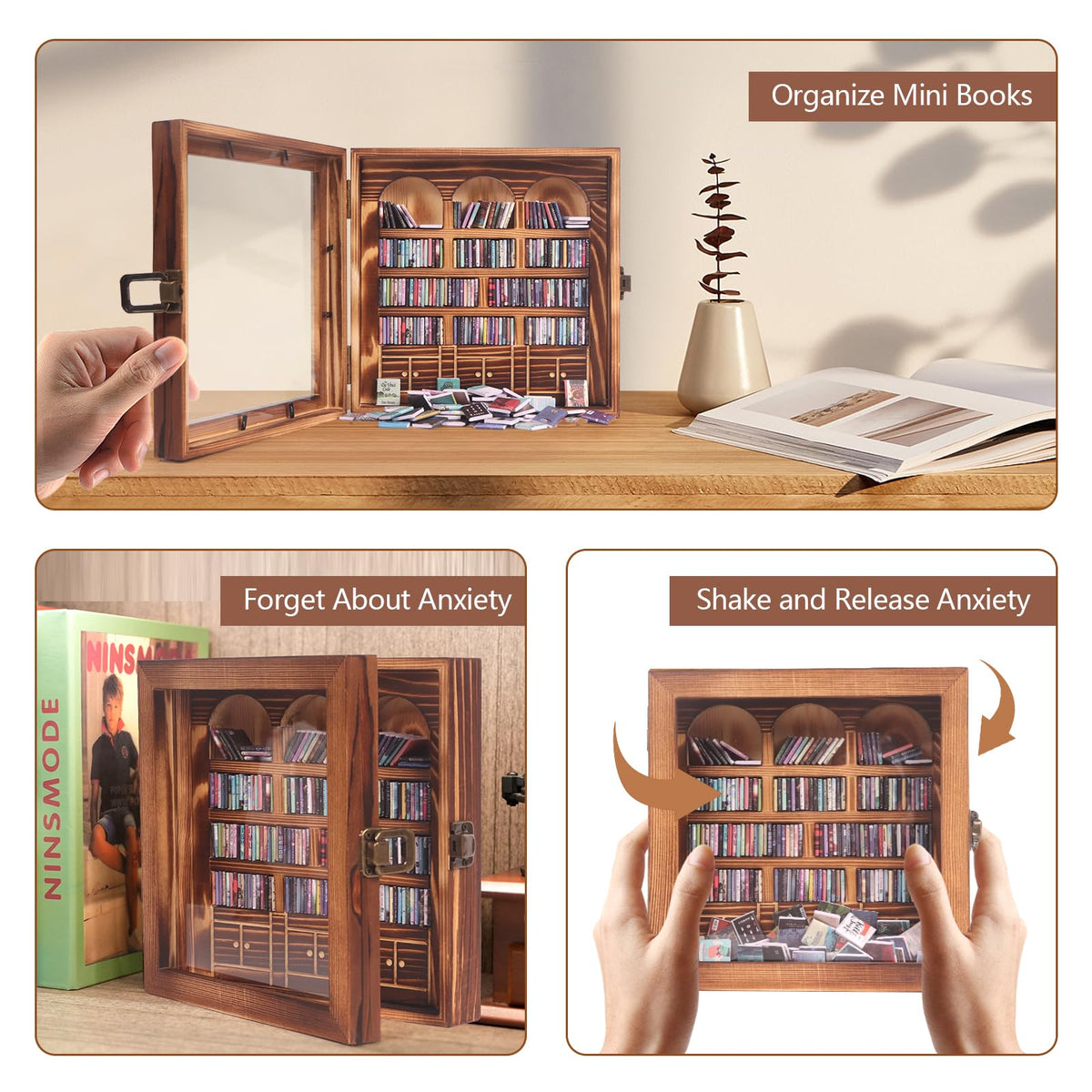 Anxiety Bookshelf Mini Books Display for Stress Relief and - WifePro Official Imagery - 6