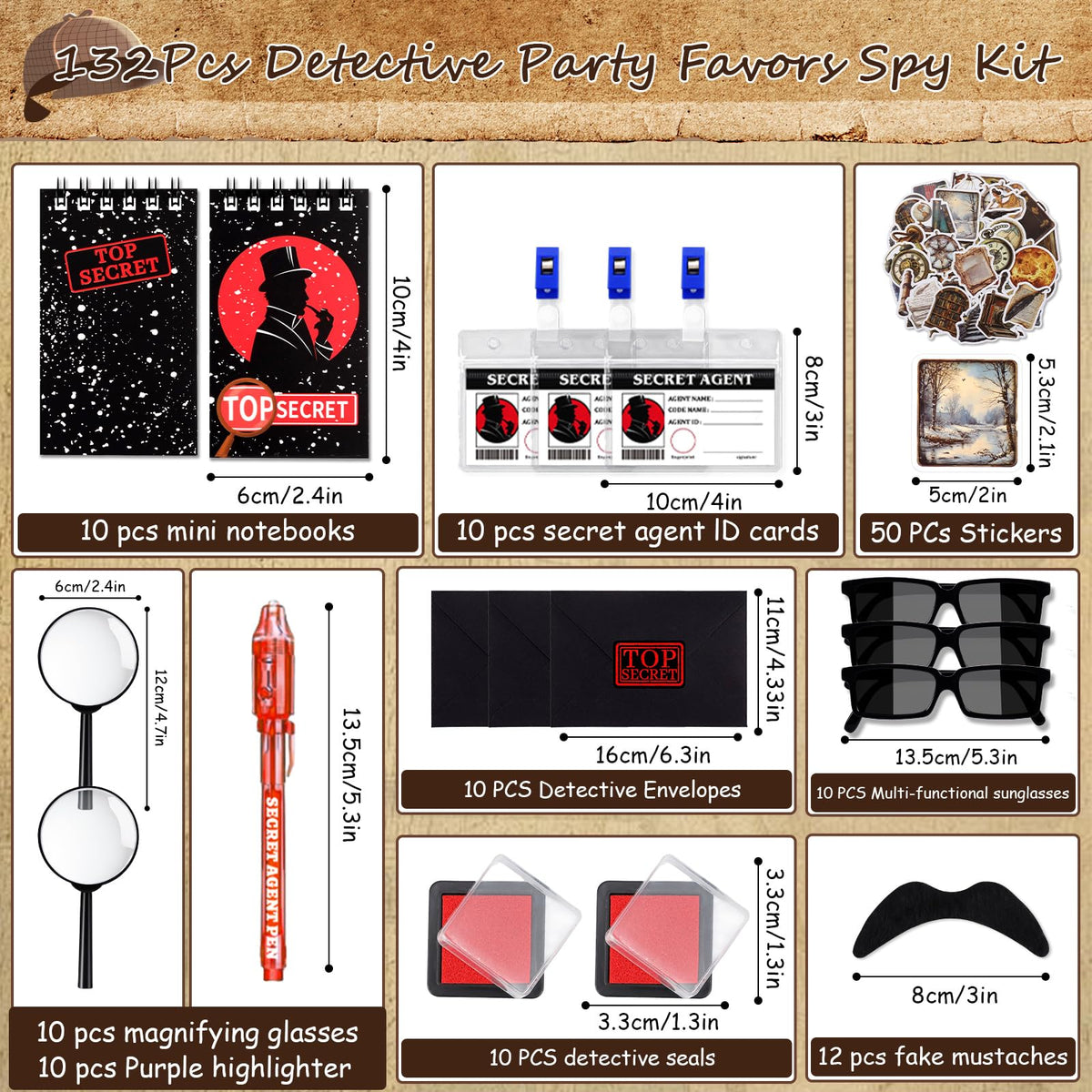 132Pcs Spy Detective Party Favors Kit for Kids Sunglasses - Zenoble Official Imagery - 6