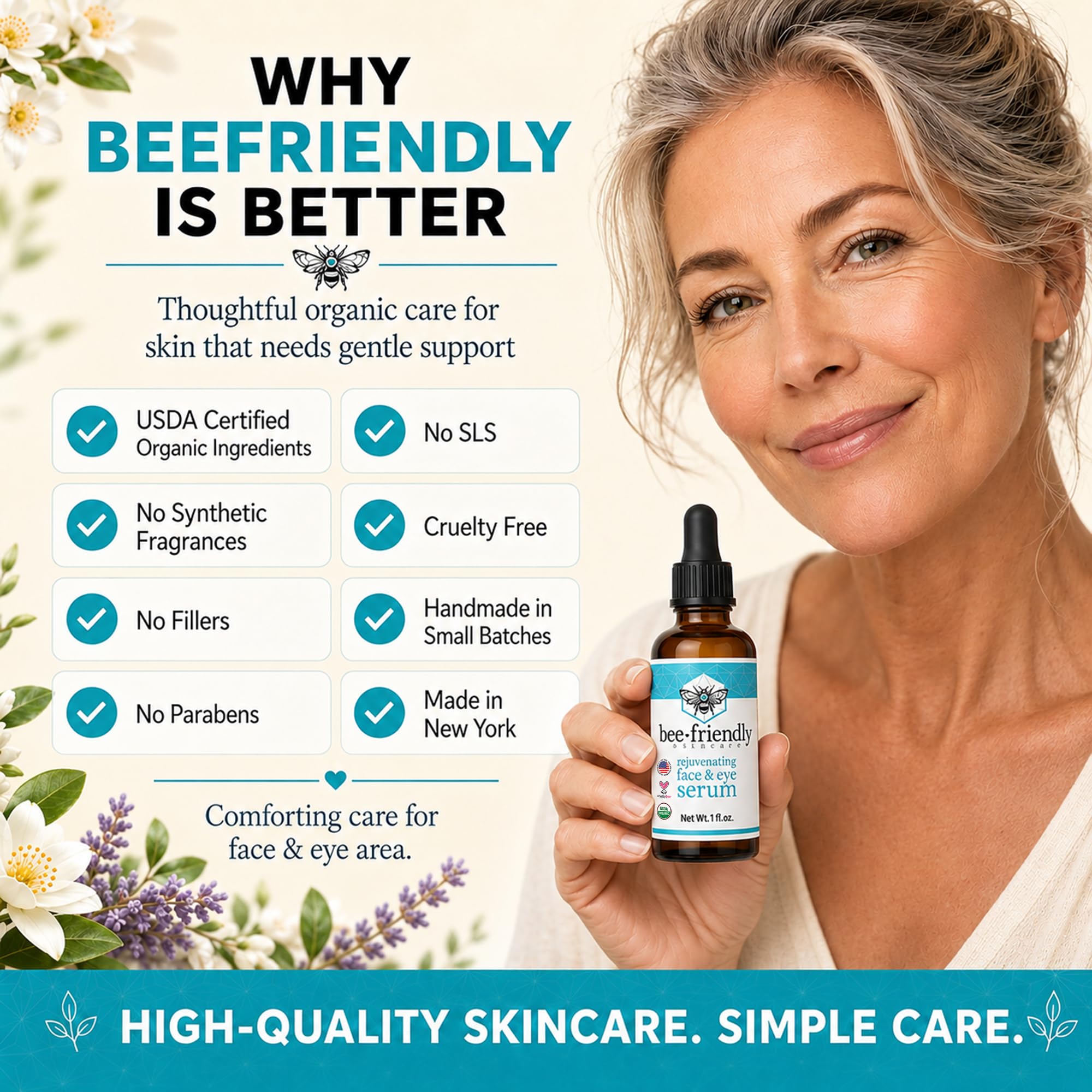 BeeFriendly® Organic Face & Eye Serum, Deep Hydration, Nourishes - BeeFriendly Official Product View 9