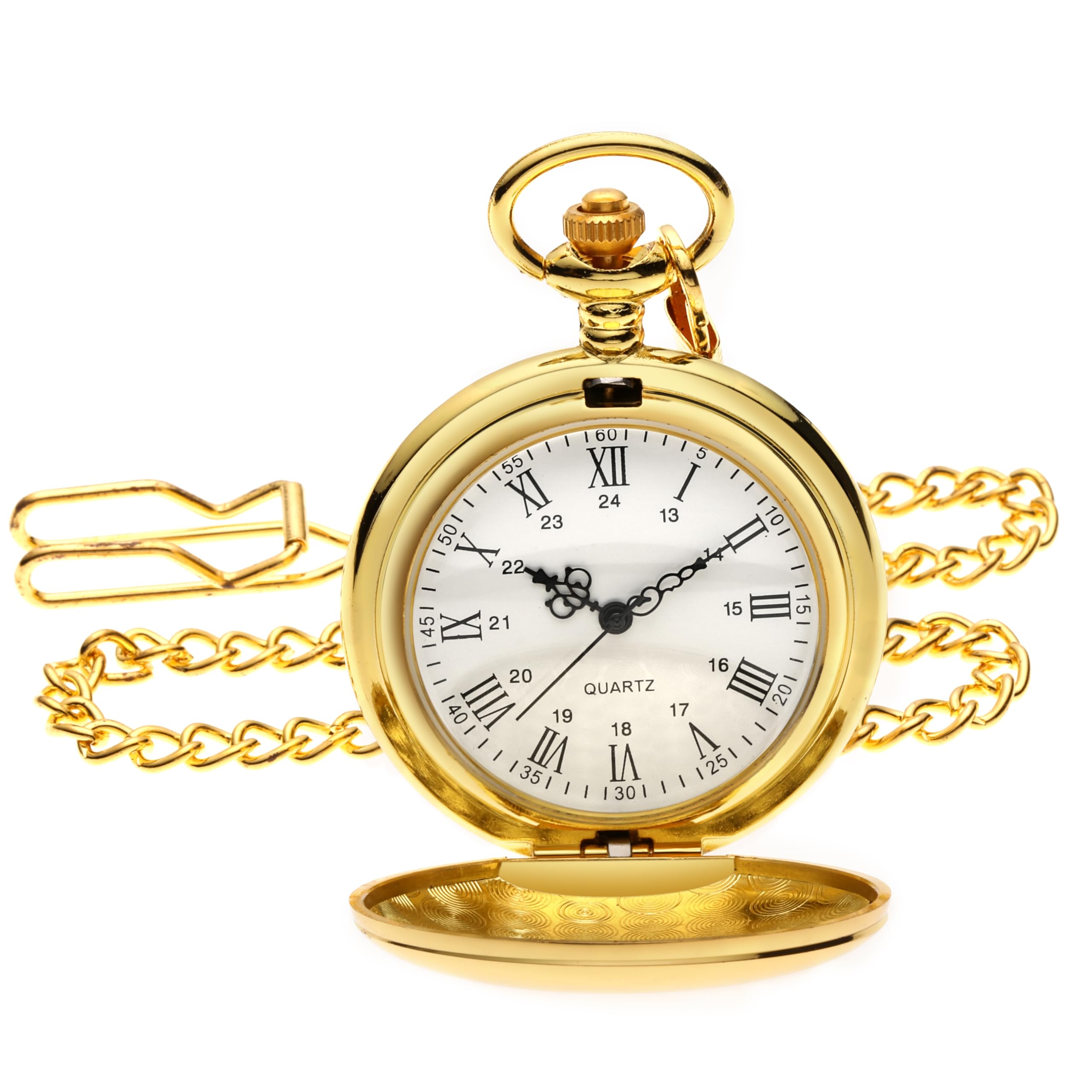 Vintage Gold Pocket Watch with Chain for Men & Women