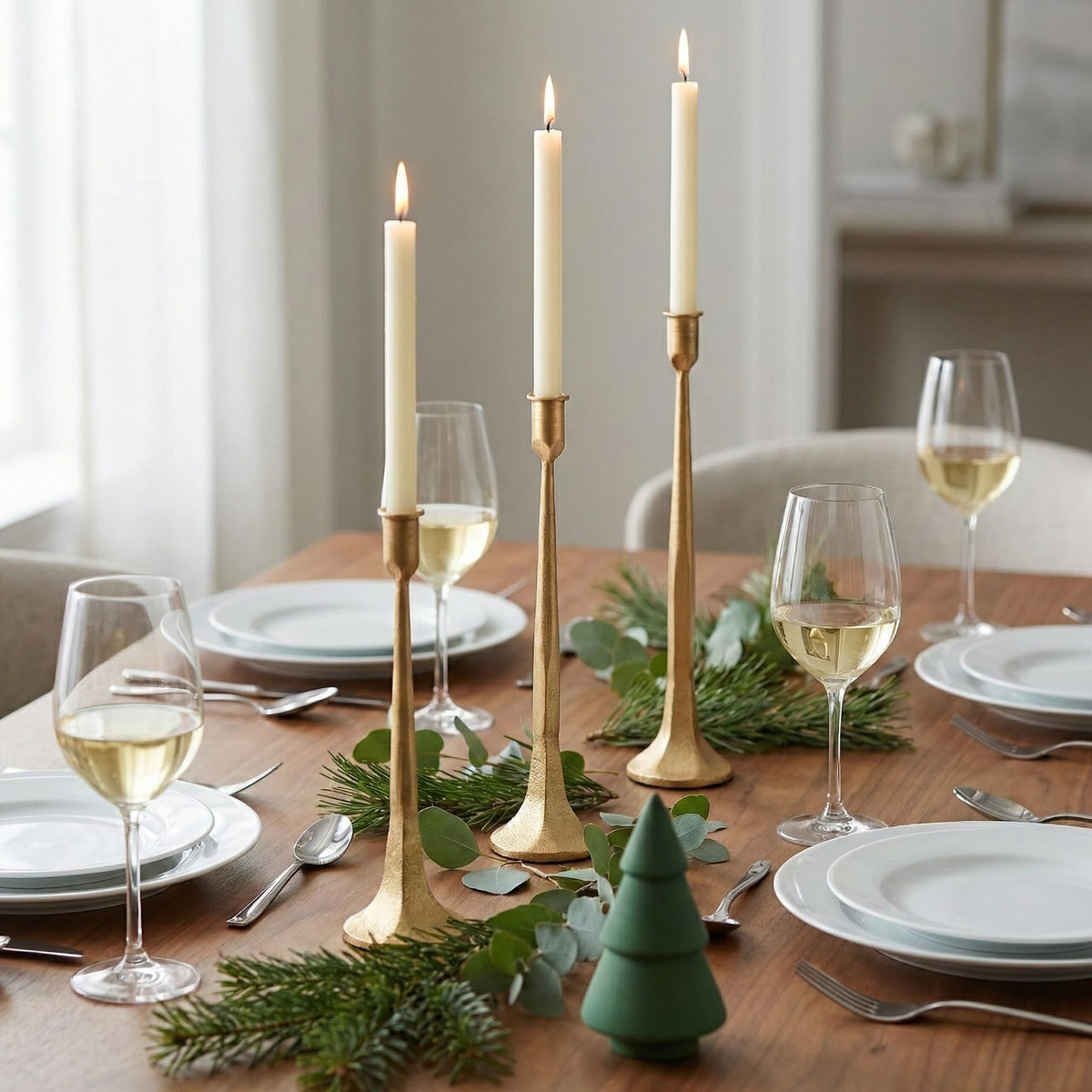 Iron Taper Candle Holder Set of 3 Gold Candlestick Holders - Denique Official Imagery - 2