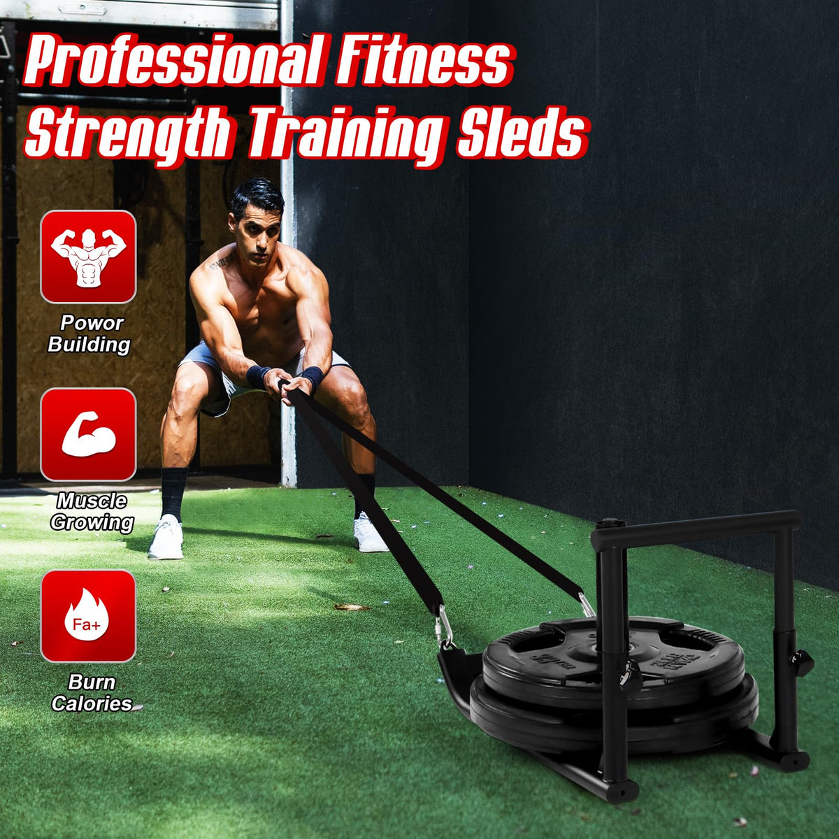 Workout Fitness Sled Weighted Sleds Push Gym Equipment for - GADFISH Official Imagery - 6