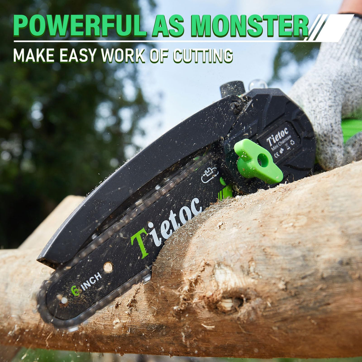 Tietoc Mini Chainsaw 6 Inch with 2 Batteries Electric Saw - tietoc Official Imagery - 7