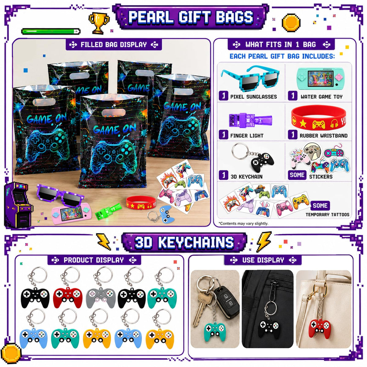 190 Pcs Video Game Party Favors Gamer Birthday Goodie Bag - FSNBHGM Official Imagery - 7