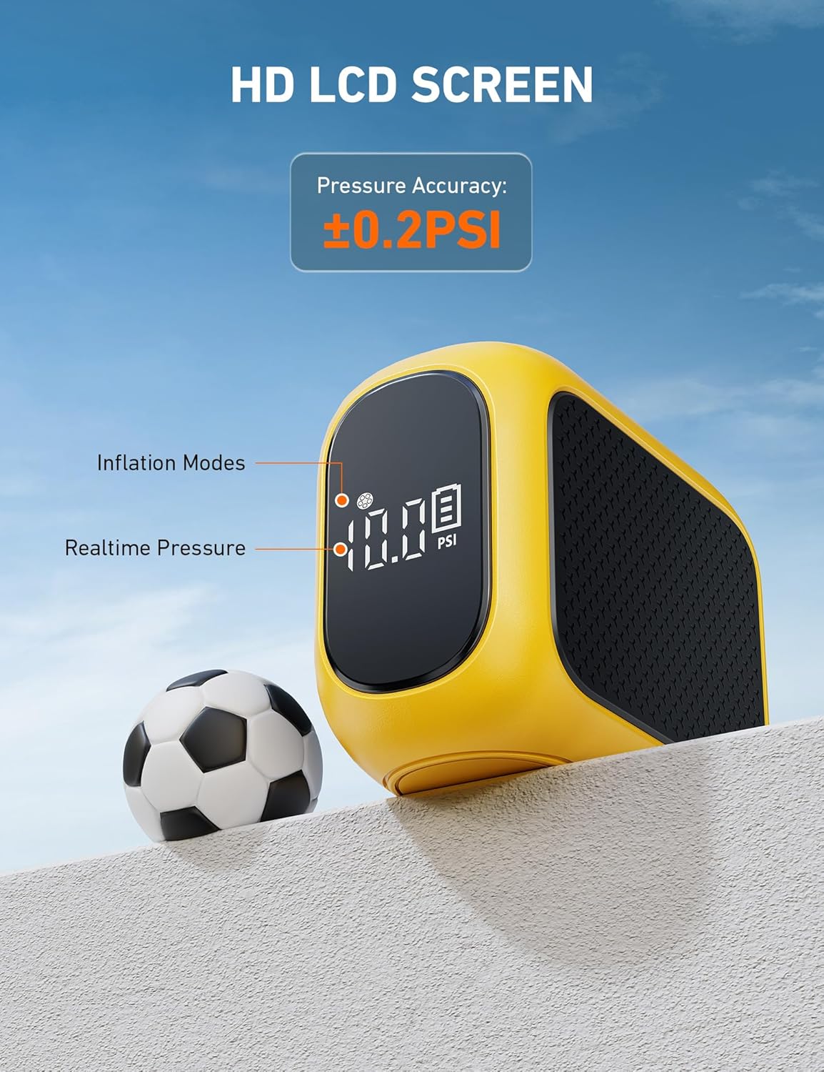 AstroAI portable electric ball pump with digital LCD display for fast inflation of sports balls and inflatables