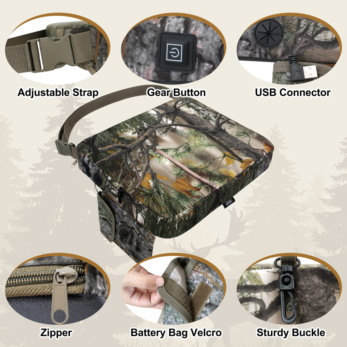 MDSTOP Heated Hunting Seat Cushion Waterproof Seat Pads for - MDSTOP Official Imagery - 6
