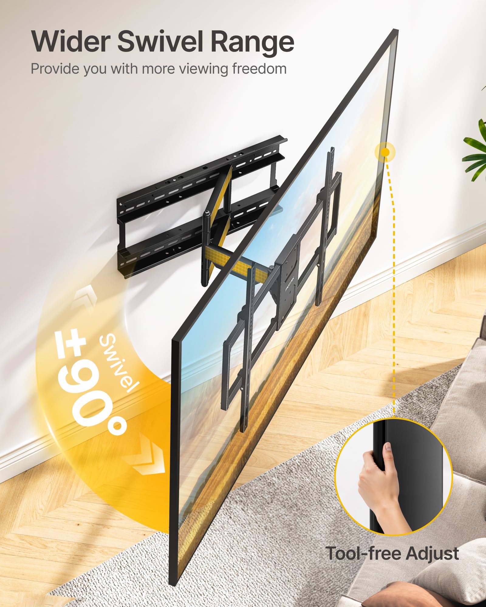 monTEK Heavy Duty TV Wall Mount for 50–100 inch XL TVs up to 176 - monTEK Official Product View 6