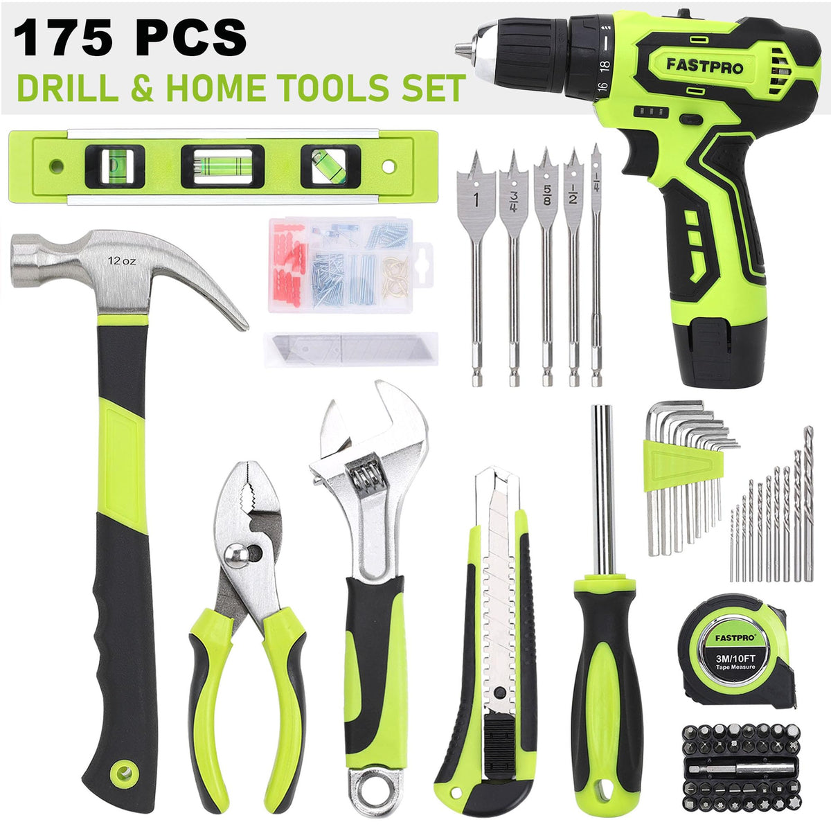 FASTPRO 12V Cordless Drill Set Home Tool Kit with Bag Green - FASTPRO Official Imagery - 4