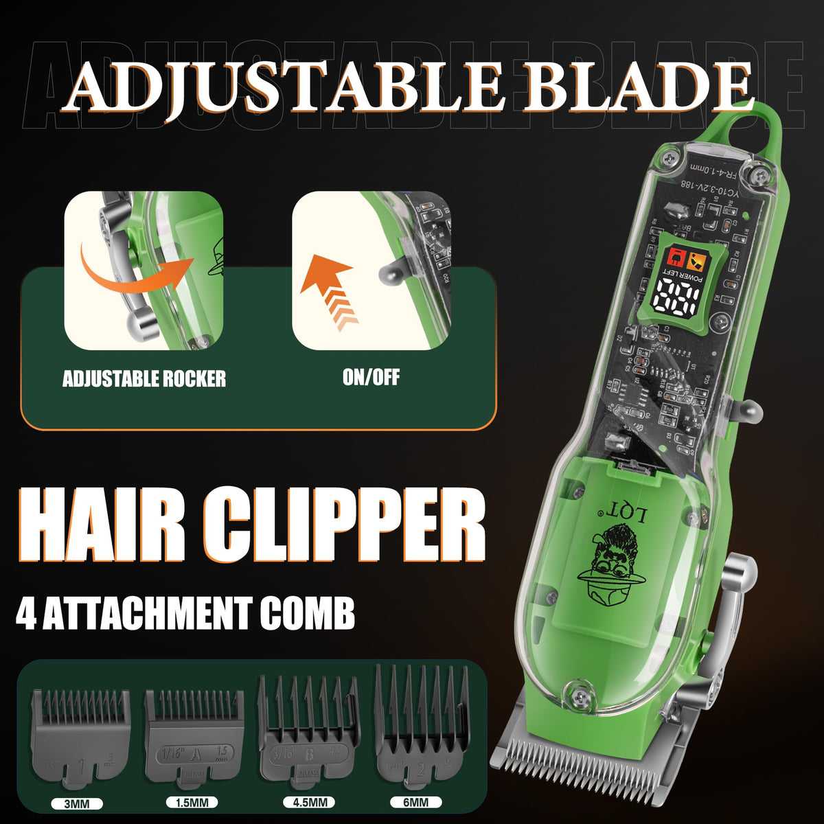 Hair Clippers for Men 4 Pcs Professional Cordless - LQT Official Imagery - 6