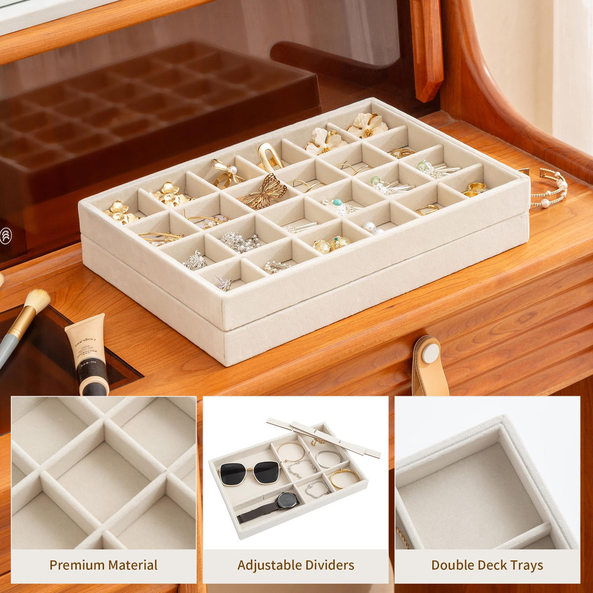 Jewelry Trays for Drawer Set of 2 Jewelry Organizer and - Frebeauty Official Imagery - 5