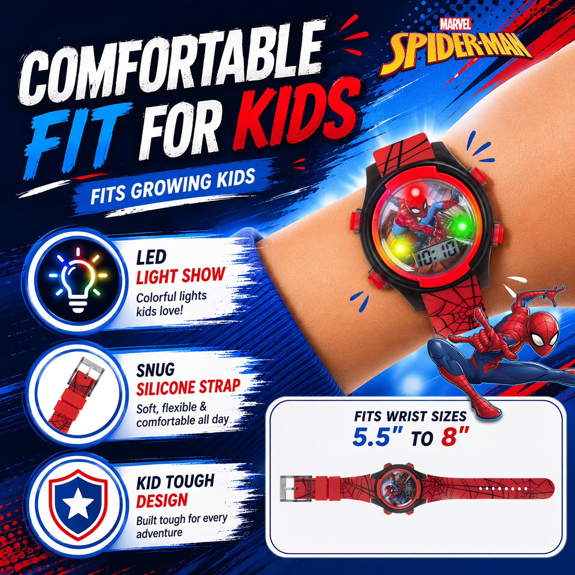 Accutime Marvel Spider-Man Kids Watches – Digital Display, Interactive - View 5