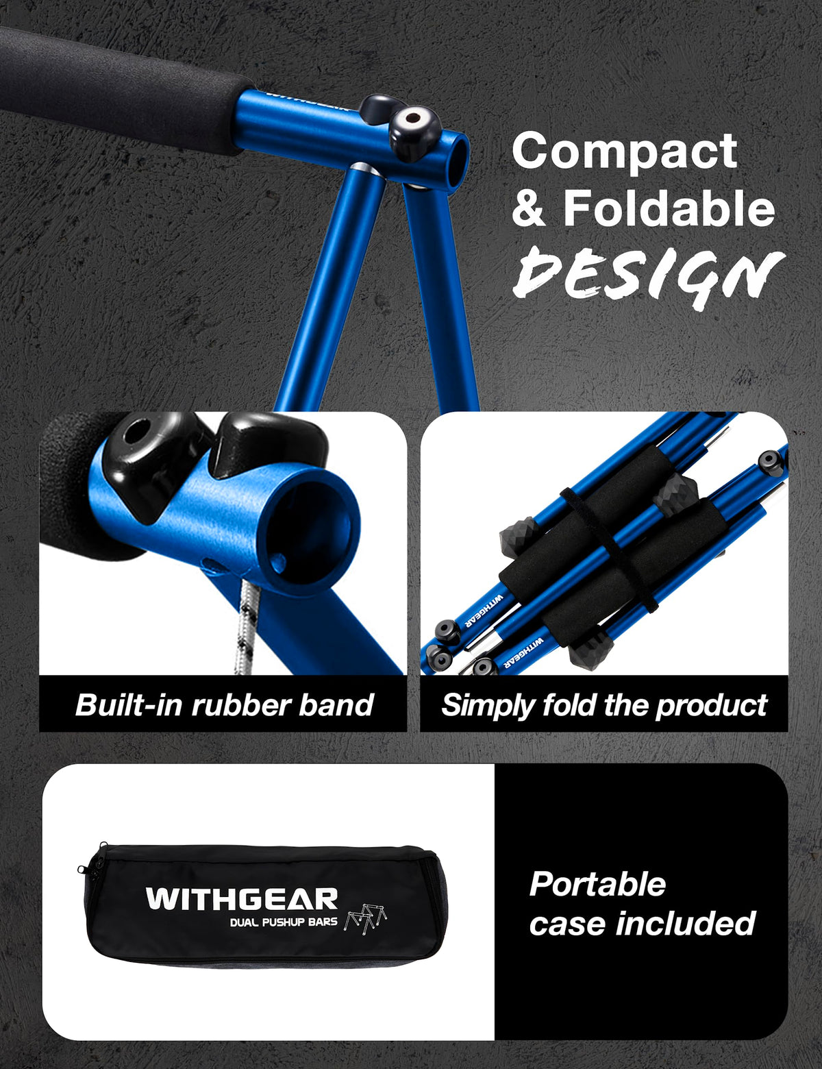 Push Up Bar Folding Dip Bar for Home Workout Lightweight - Withgear Official Imagery - 5