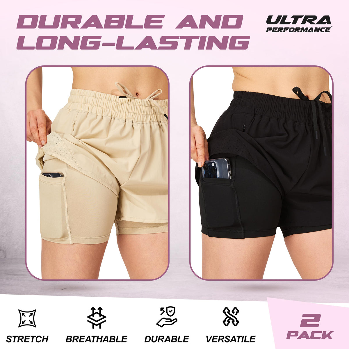 Ultra Performance 2 Pack Workout Shorts Women 2 in 1 - Ultra Performance Official Imagery - 7