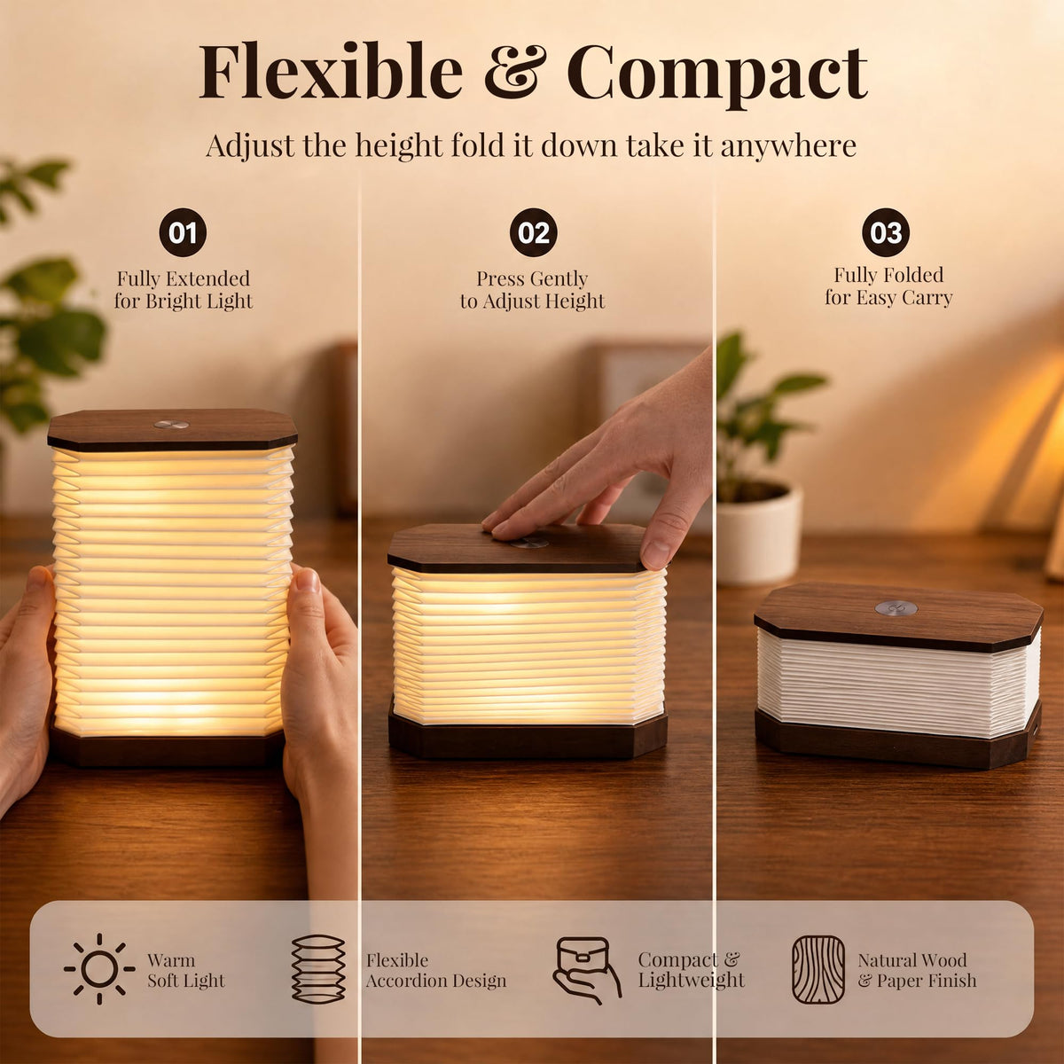 Folding Accordion Lamp Portable Paper Lamp Japanese Lantern - Ba suns Official Imagery - 5