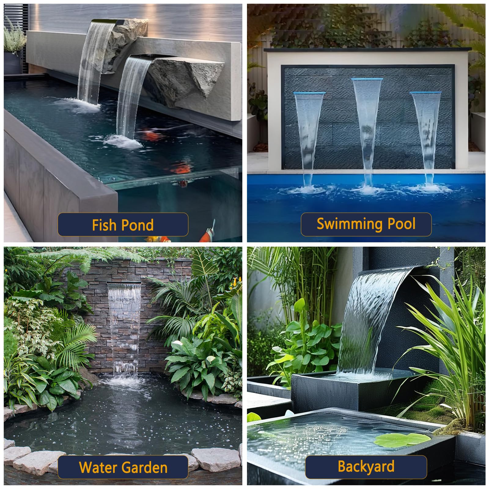 AquaMiracle Pond Waterfall Kit with LED Lights, All-in-1 Stainles - AquaMiracle Official Product View 8