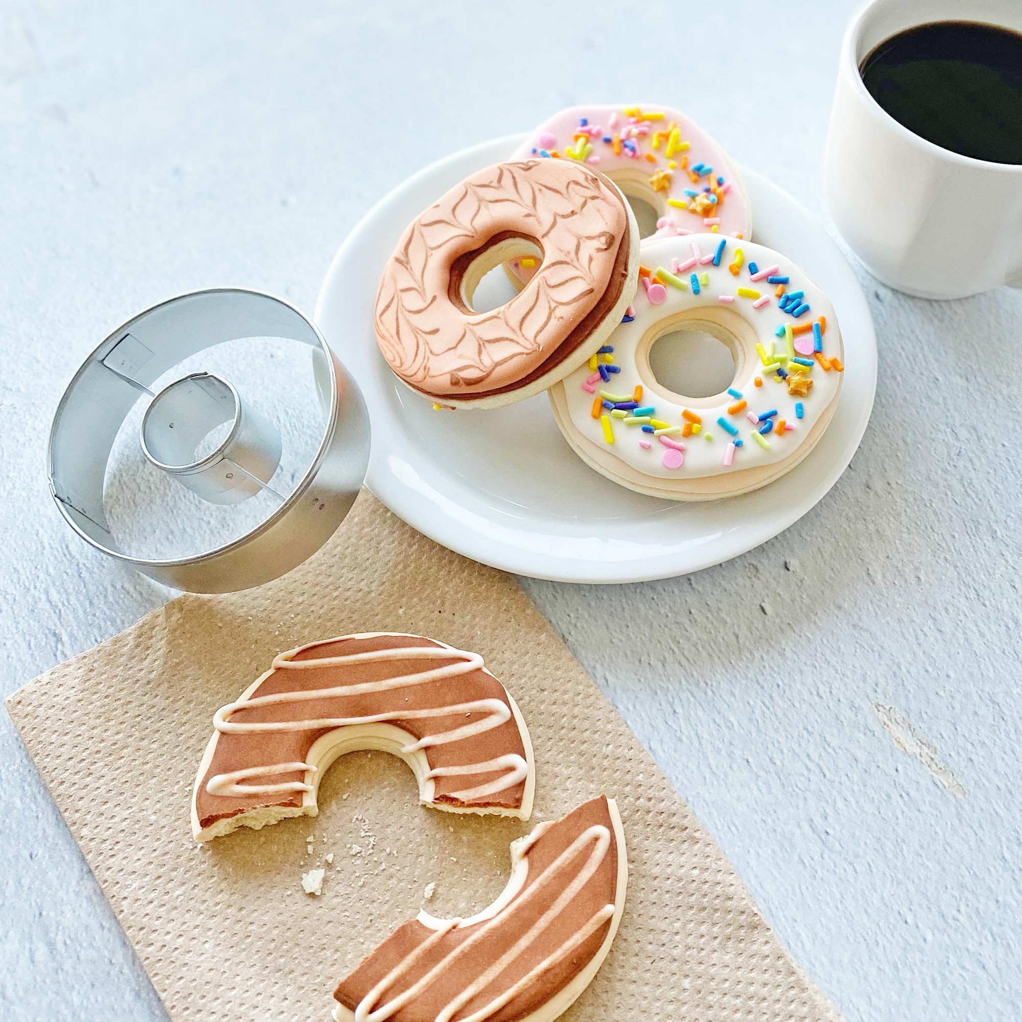 R&M Donut Cookie Cutter, Round with Hole Cut Out. Stainless Steel, 3 I - View 2