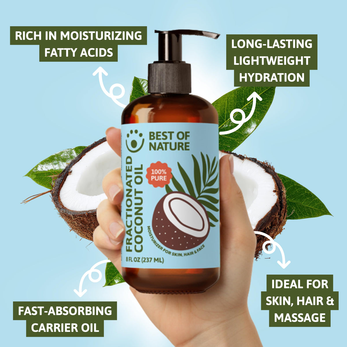 Best of Nature Fractionated Coconut Oil for Skin Massage - Best of Nature Official Imagery - 6