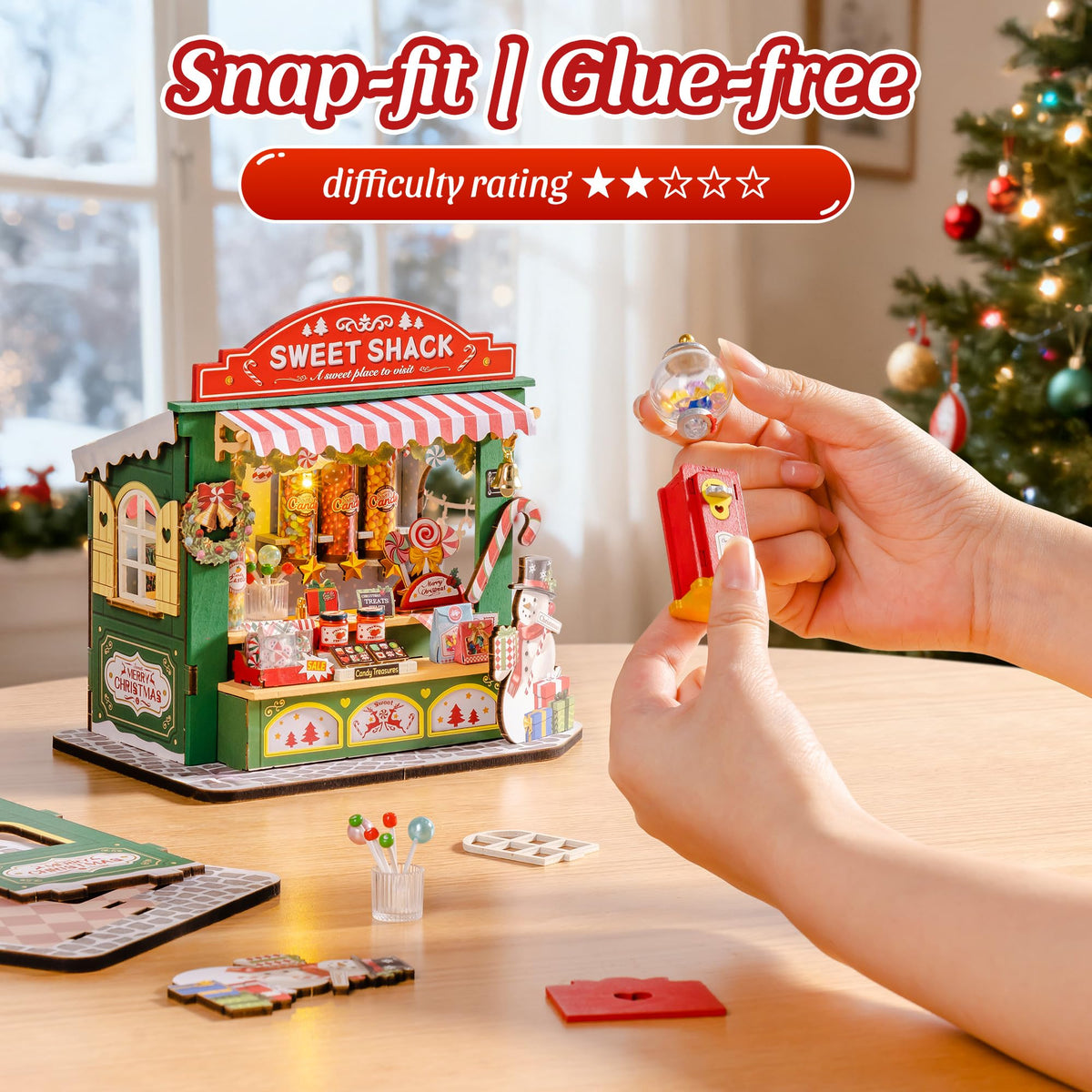 Rolife Christmas Candy Stand DIY Miniature Dollhouse Kit - Rolife Official Imagery - 7