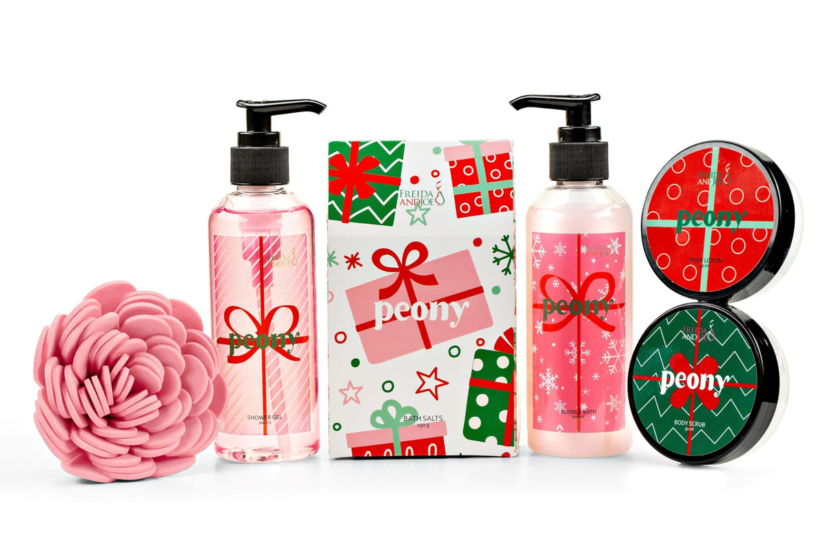 Freida Joe Peony Spa Gift Set 7 Piece Bath Body Gift Basket - Freida and Joe Official Imagery - 7