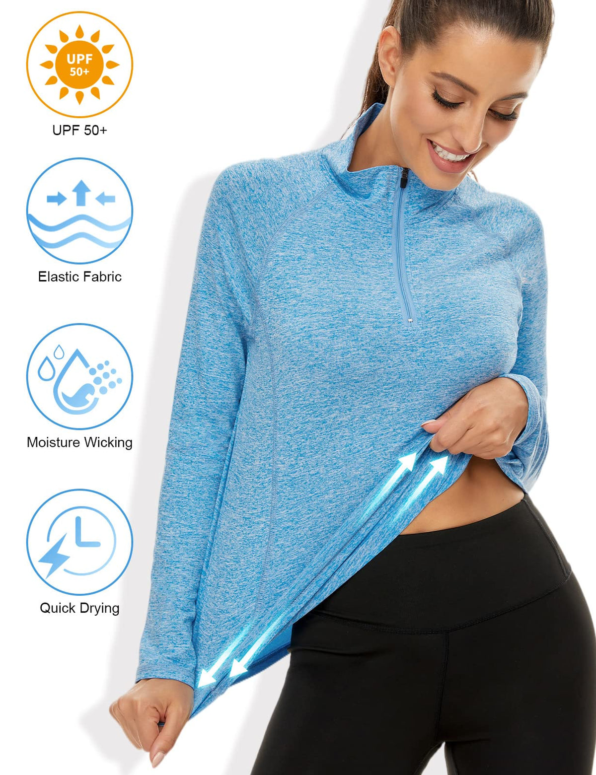 LURANEE Womens UPF 50 Long Sleeve 1 4 Zip Pullover Athletic - LURANEE Official Imagery - 4