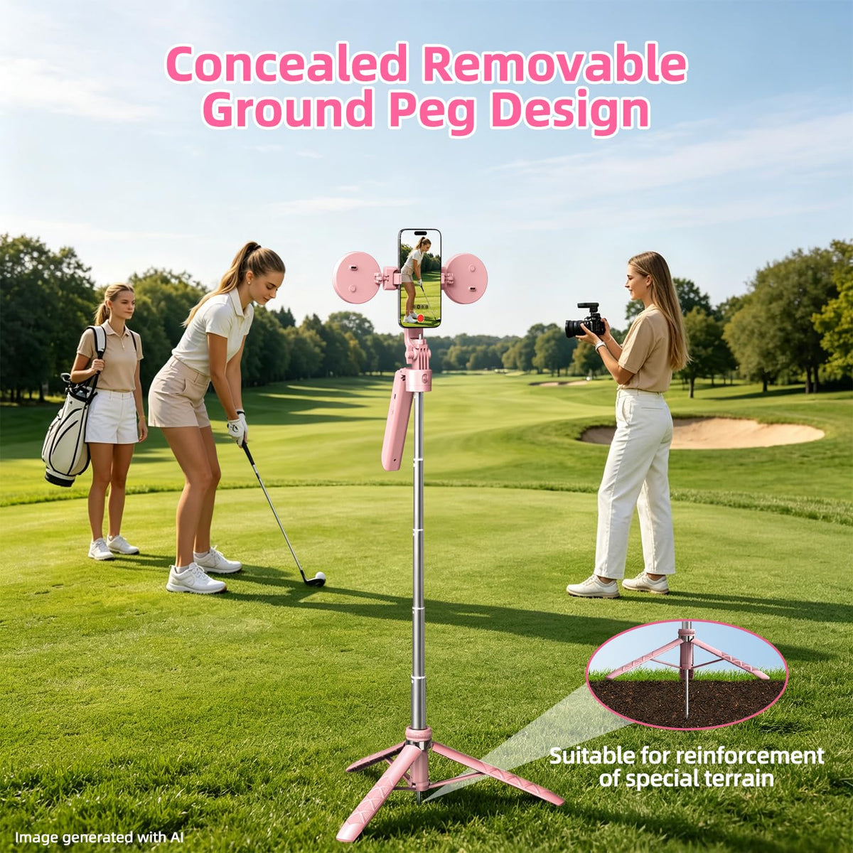 Pink Magnetic Auto Face Tracking Tripod with Light for - Stjiatu Official Imagery - 6