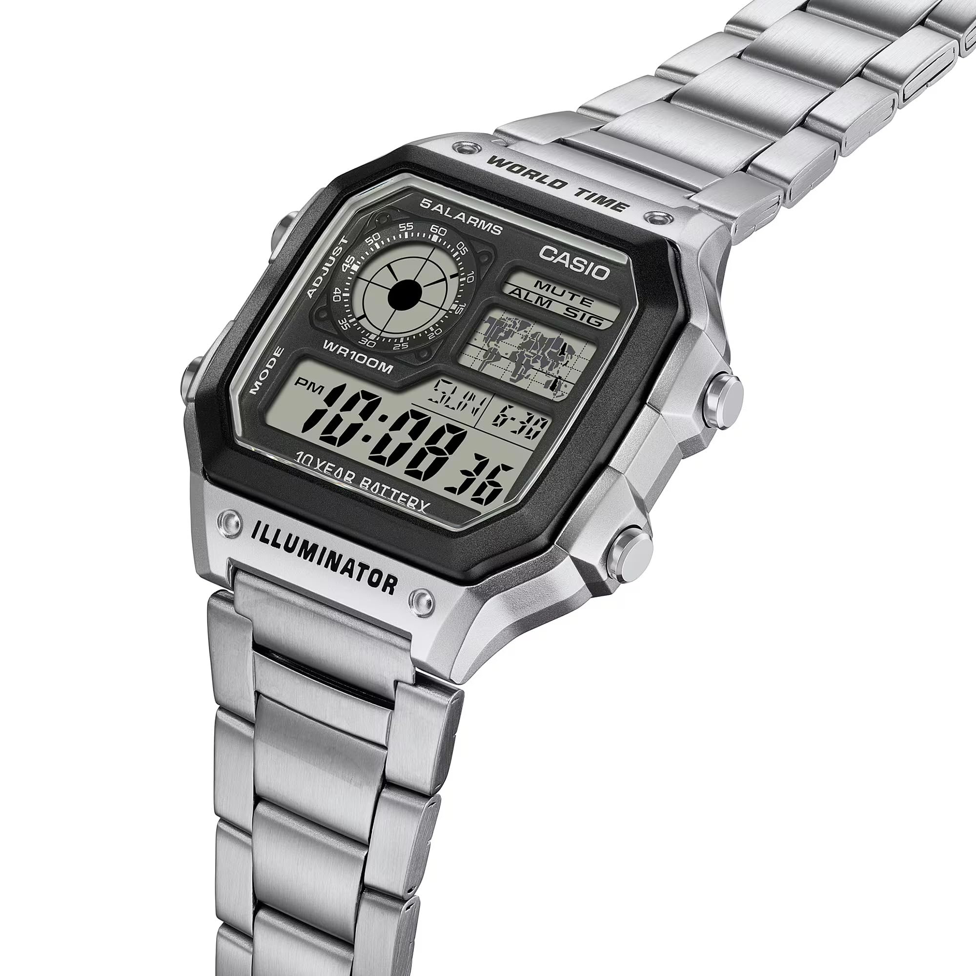 Casio AE1200WH Series | Men’s Digital Watch | 100M WR | Multi Alarms | - View 4