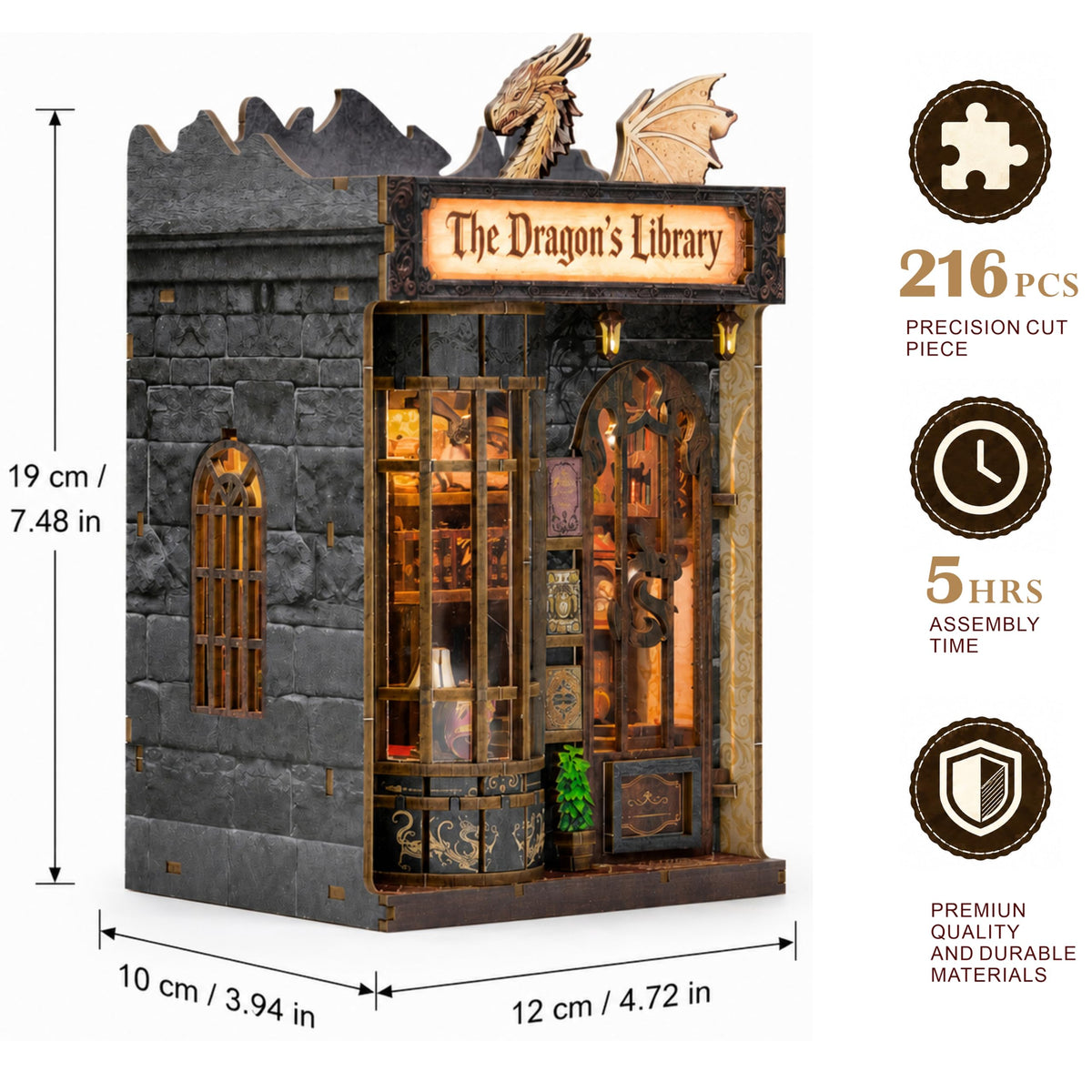 Dragon Library Book Nook Kit DIY Dollhouse Booknook - ISSEVE Official Imagery - 4