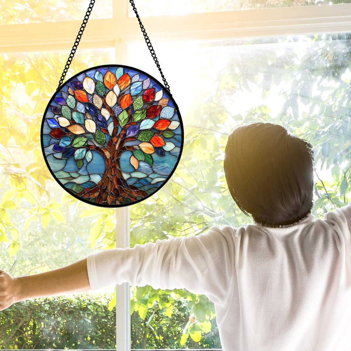 Colorful Tree of Life Stained Glass Window Hanging - DASTOLL Official Imagery - 5