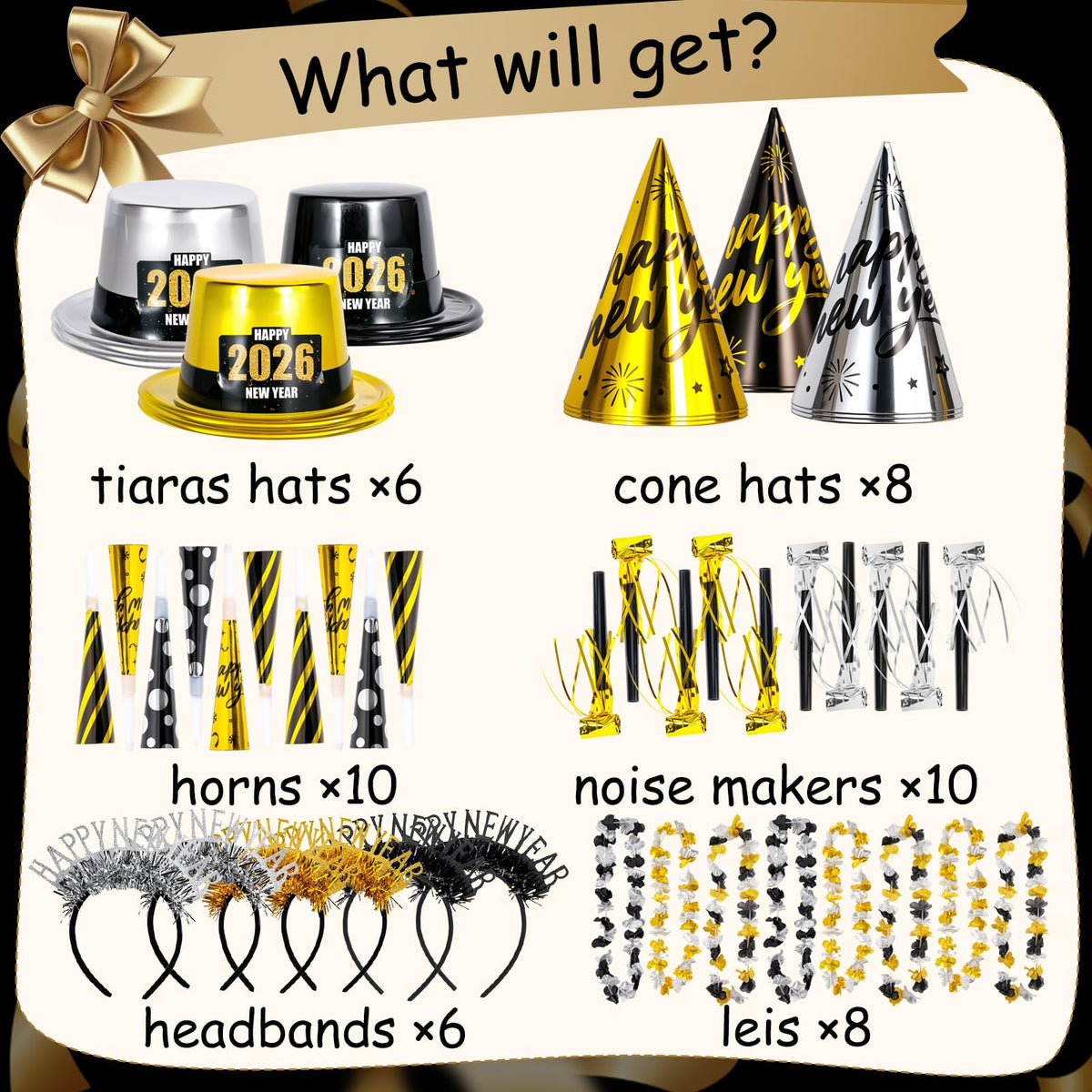 Atonofun 2026 New Years Eve Party Supplies for 20 Guests 48 - Atonofun Official Imagery - 3