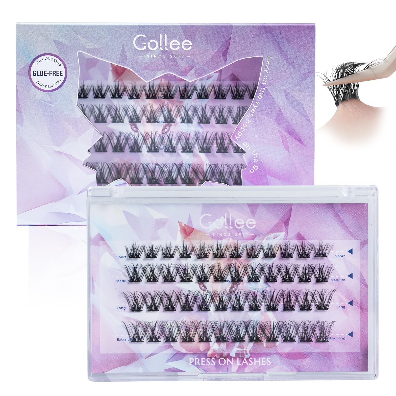 GOLLEE Self Adhesive Eyelashes 10-16mm | No Glue Needed Pre-Glued Lash - View 2