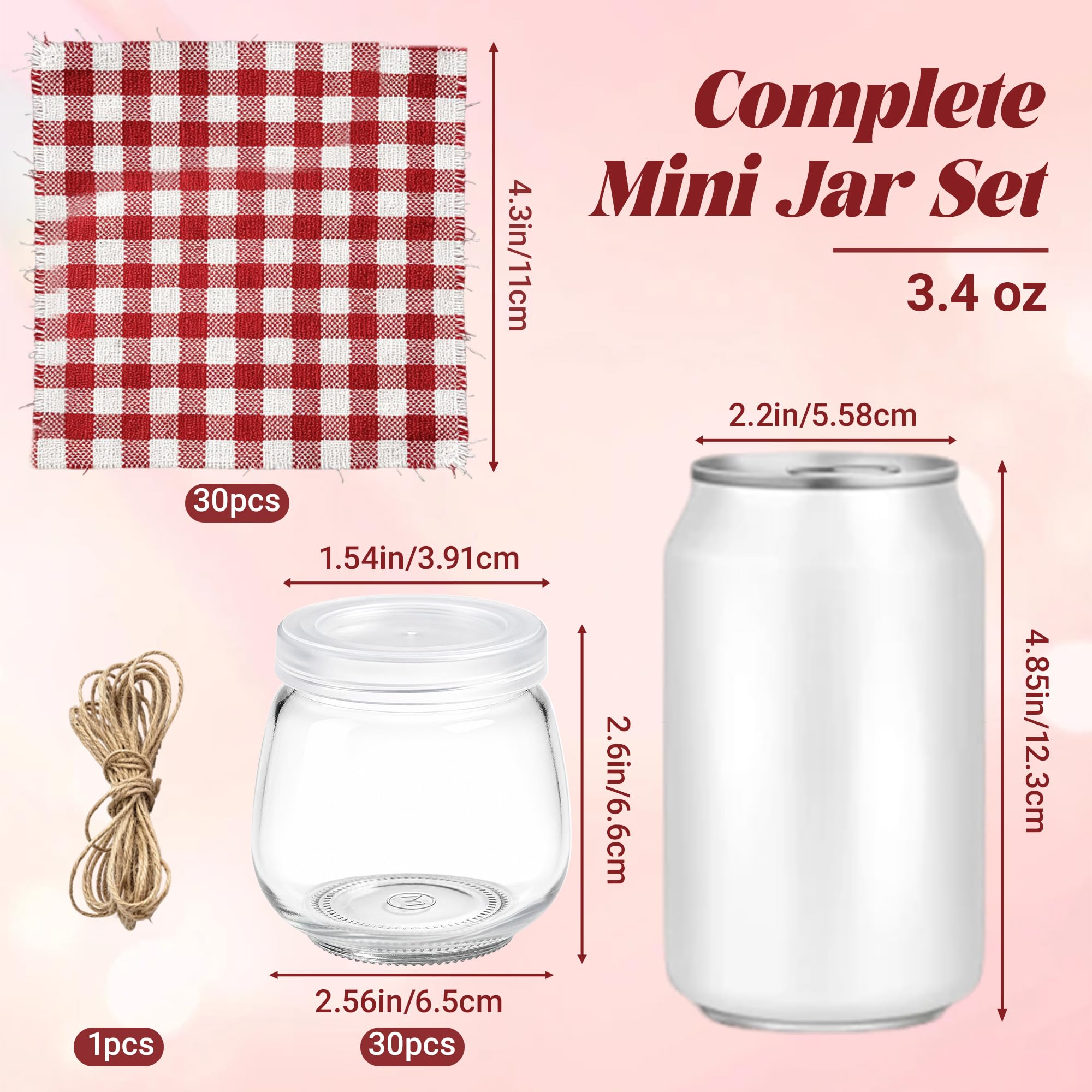 Set of 30 small glass jars with lids by ZHURUININ, perfect for yogurt, jam, or storage, featuring clear glass and secure lids.