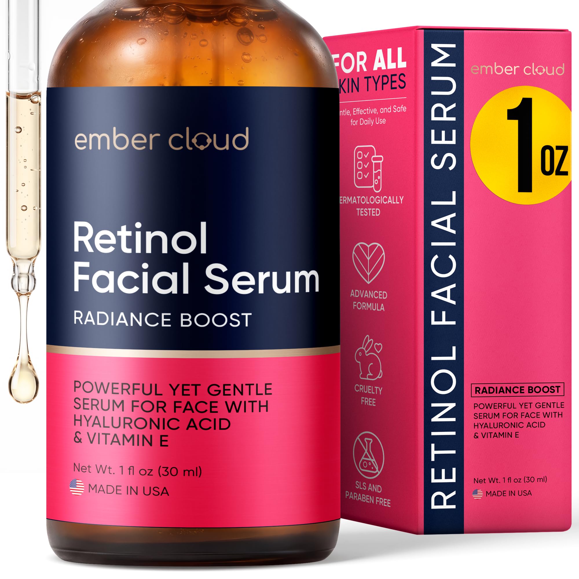 Ember Cloud Retinol Serum for Face with Hyaluronic Acid & Vitamin E - Ember Cloud Official Product View 2