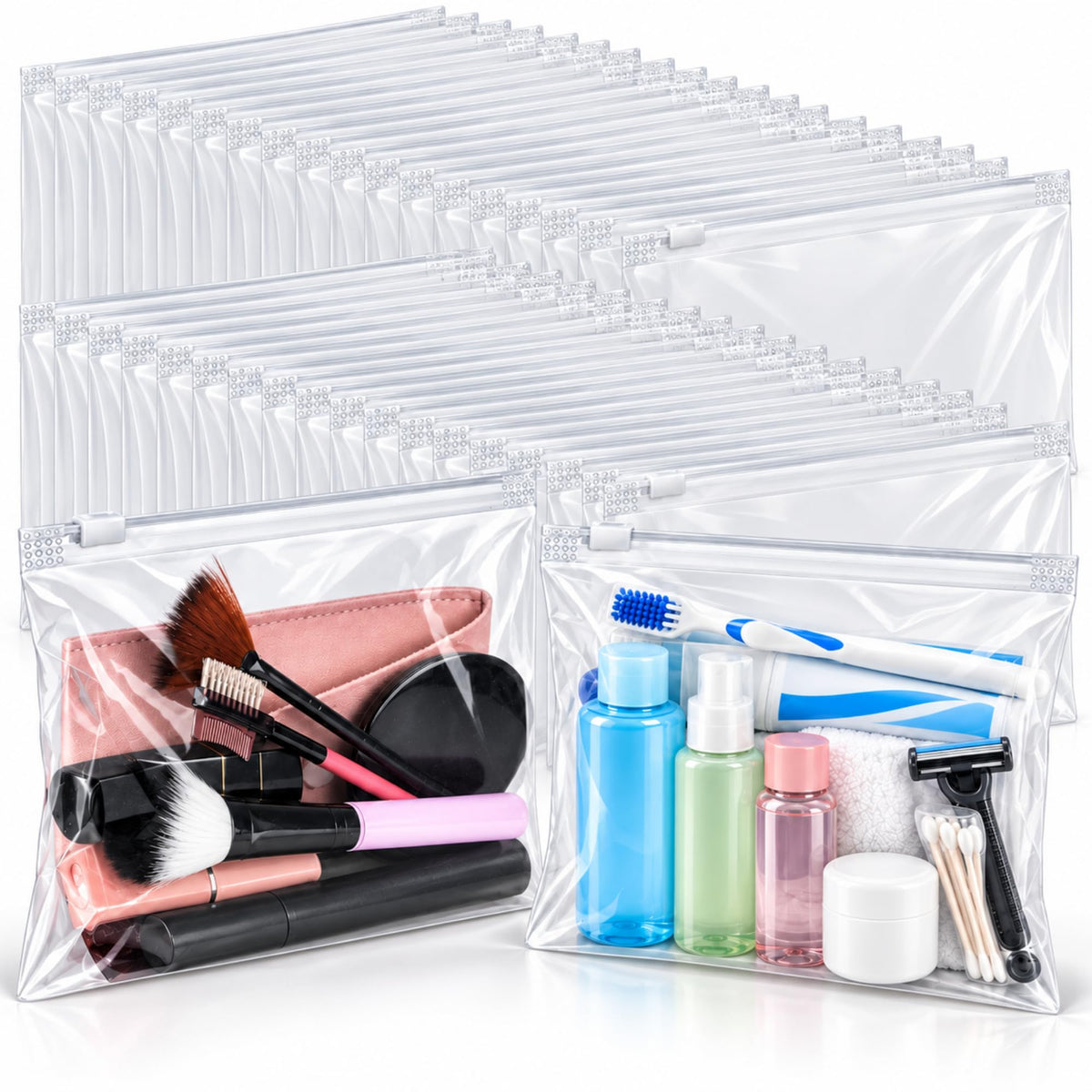100 Pcs Small Clear Toiletry Bags 5 12 x 8 11 Inches - Bokon Official Imagery - 1