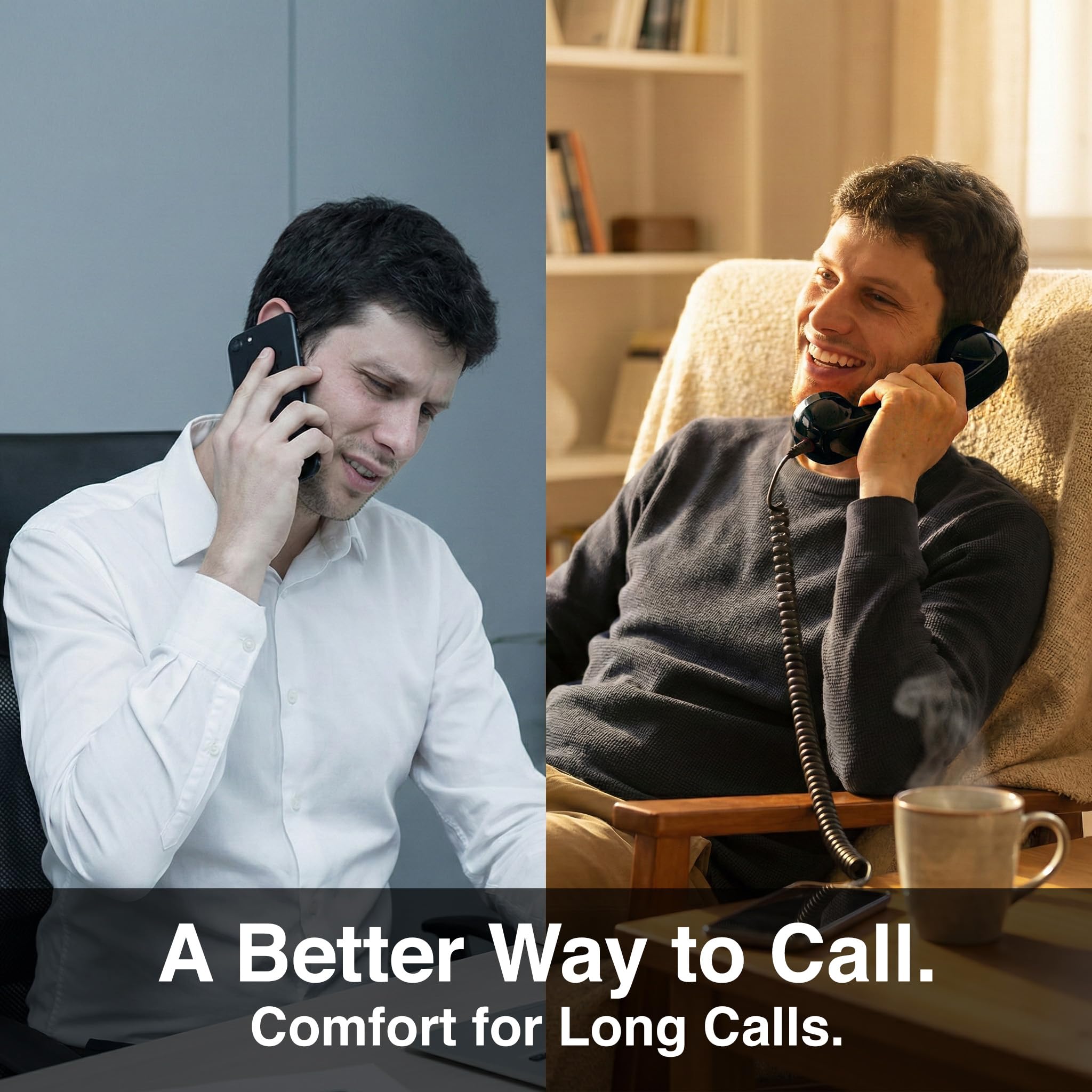 Opis Technology 60s Micro Retro Phone Handset for Smartphones in black, showing classic design and ergonomic shape.