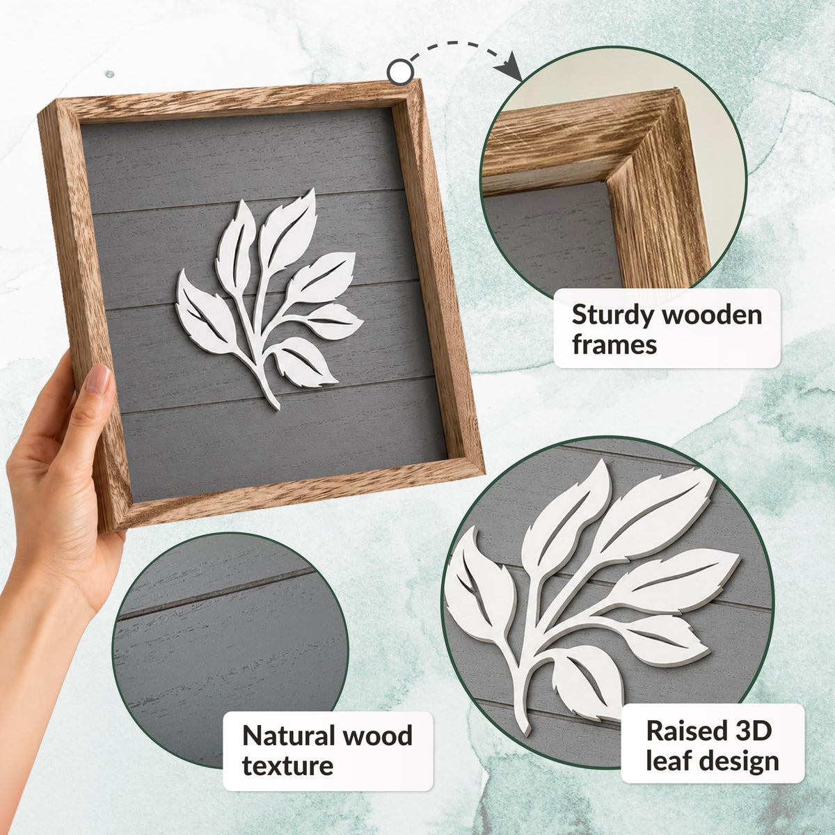 Tide and Tales 3D Botanical Leaf Wall Art Set of 4 Bedroom - Tide and Tales Official Imagery - 5