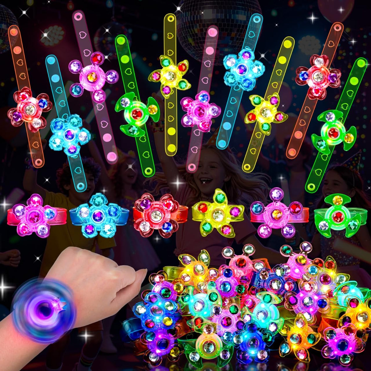 24PCS Light Up Fidget Spinner Bracelets Glow Party Favors - Thremhoo Official Imagery - 1