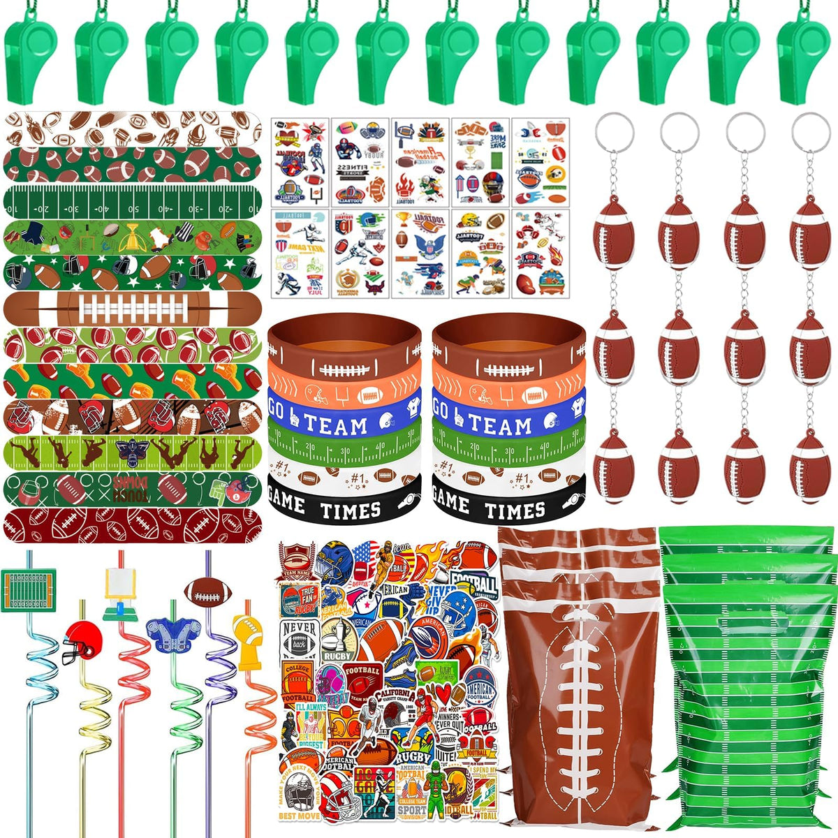 134 Pcs Football Party Favors Set 12 Silicone Bracelet 12 - Bluegogo Official Imagery - 1