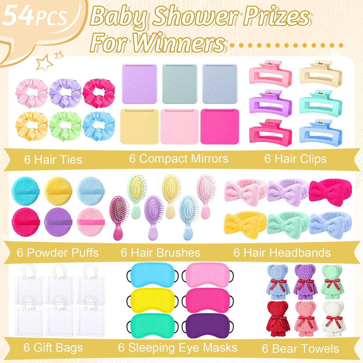 54 Pcs Spa Sleepover Party Supplies Include Bow Headband Eye - Suncalla Official Imagery - 4