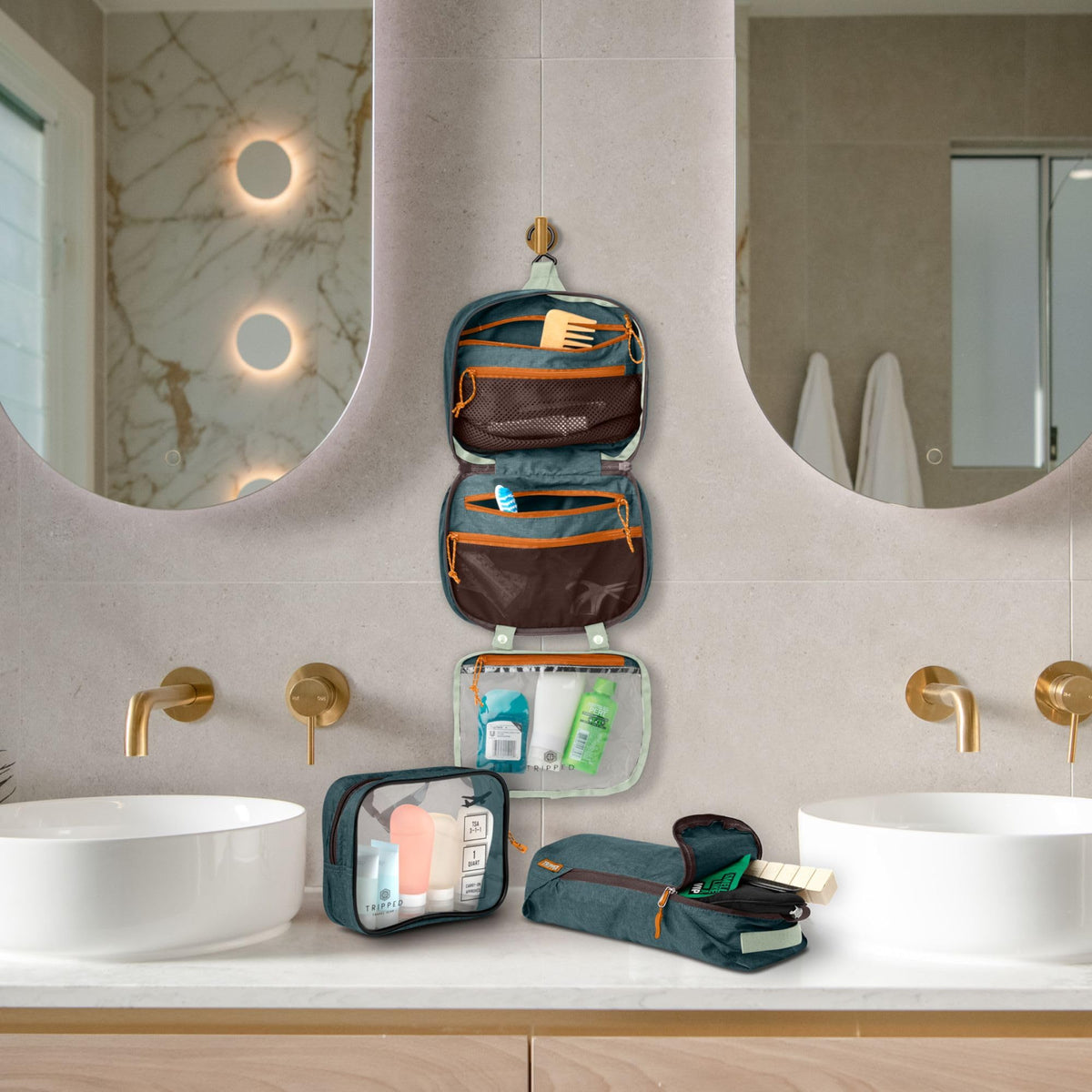 TRIPPED Travel Gear 3 Piece Travel Toiletry Bag Set - TRIPPED Travel Gear Official Imagery - 8