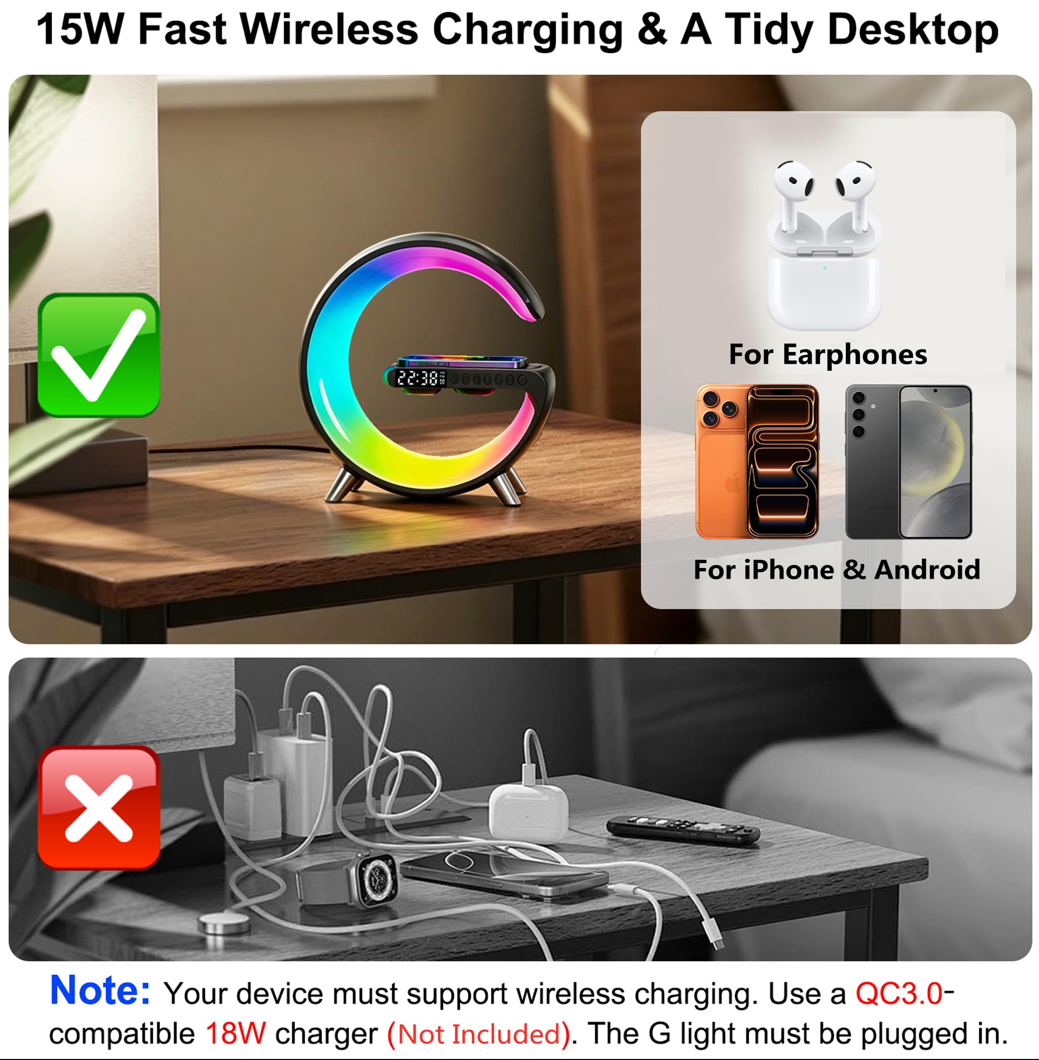 ALYNIC Smart LED Table Lamp, 4-in-1 Wireless Charger, Night Light - ALYNIC Official Product View 6