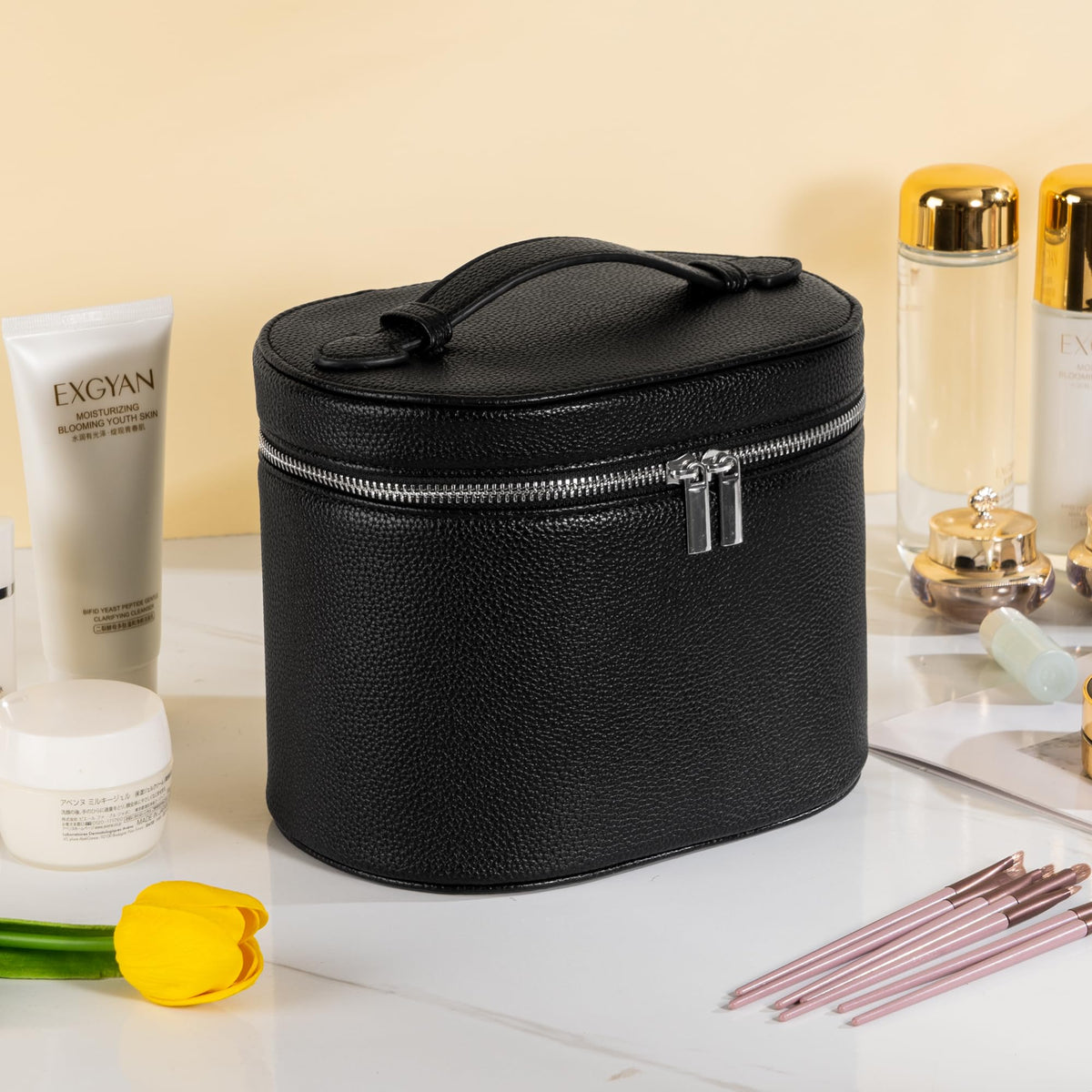 Makeup Bag Vanity Case Cosmetic Bag with Removable Divider - UUYUUY Official Imagery - 5