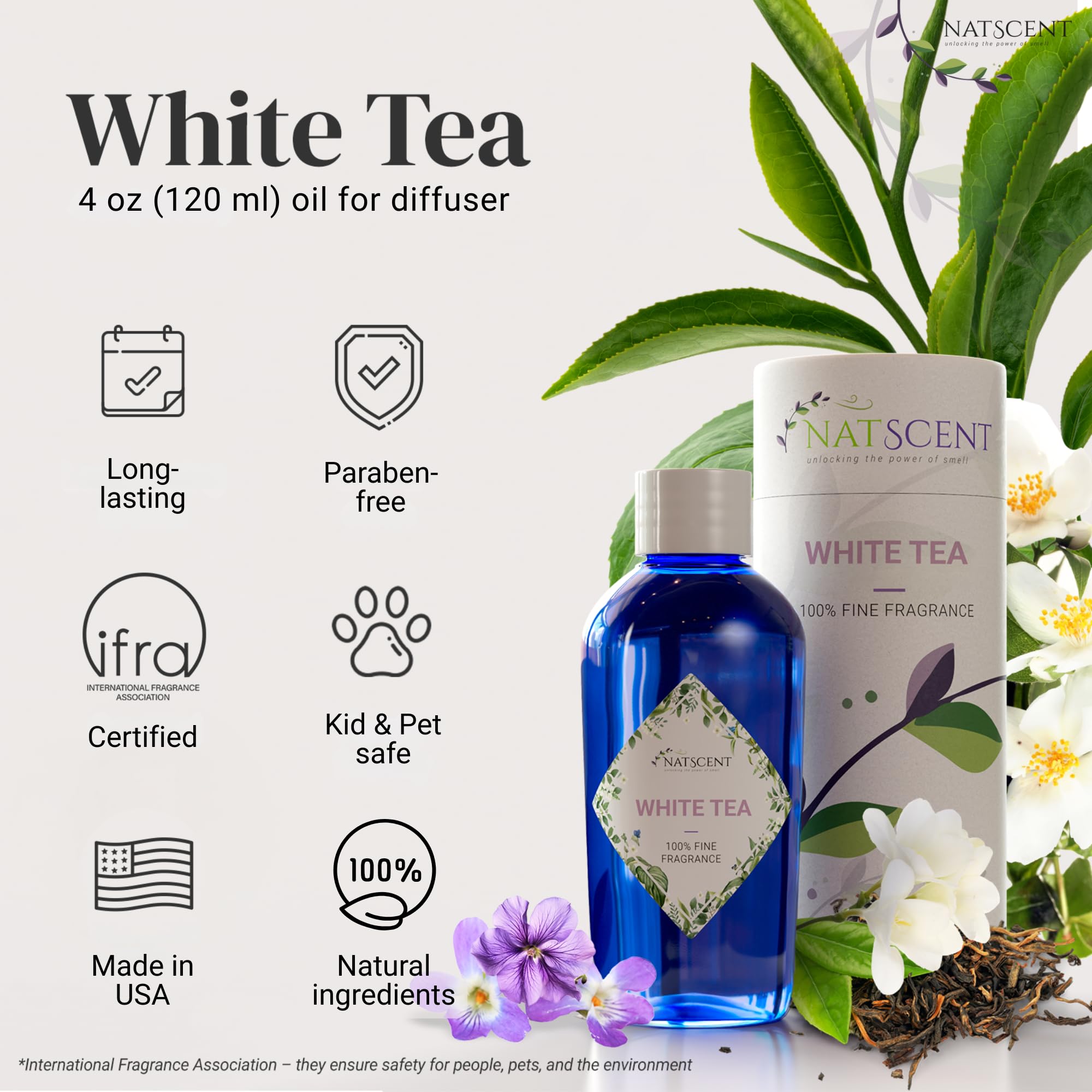 White Tea Diffuser Oil for Home Hotel Inspired Essential Oil - Natscent Official Imagery - 4