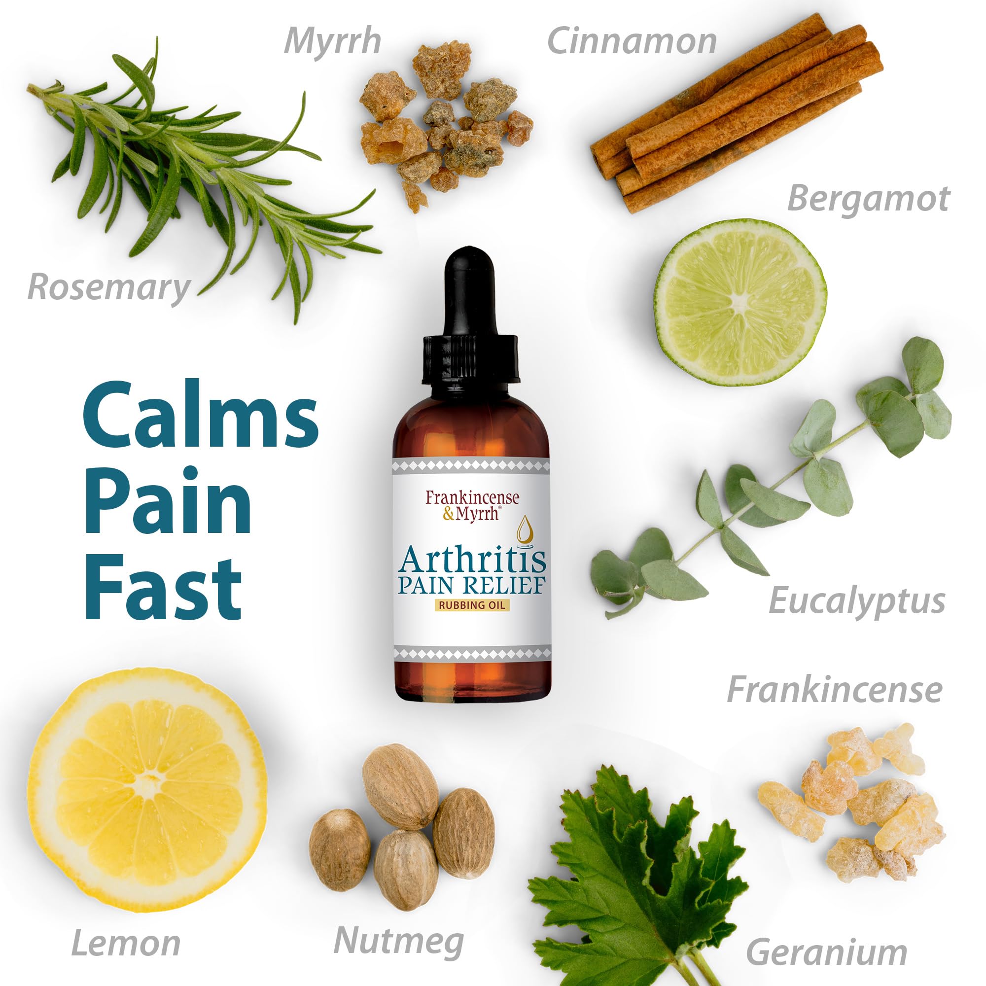 Frankincense & Myrrh Arthritis Pain Relief Rubbing Oil, Dr Recommended 2 oz