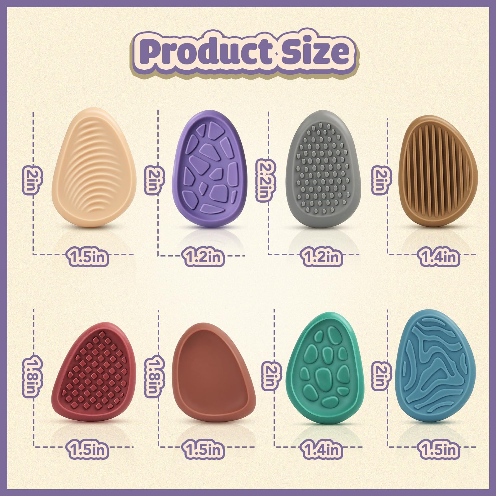KLT Fidget Toys Adults Sensory Stone: 8 Pack Texture Worry Stone - KLT Official Product View 3