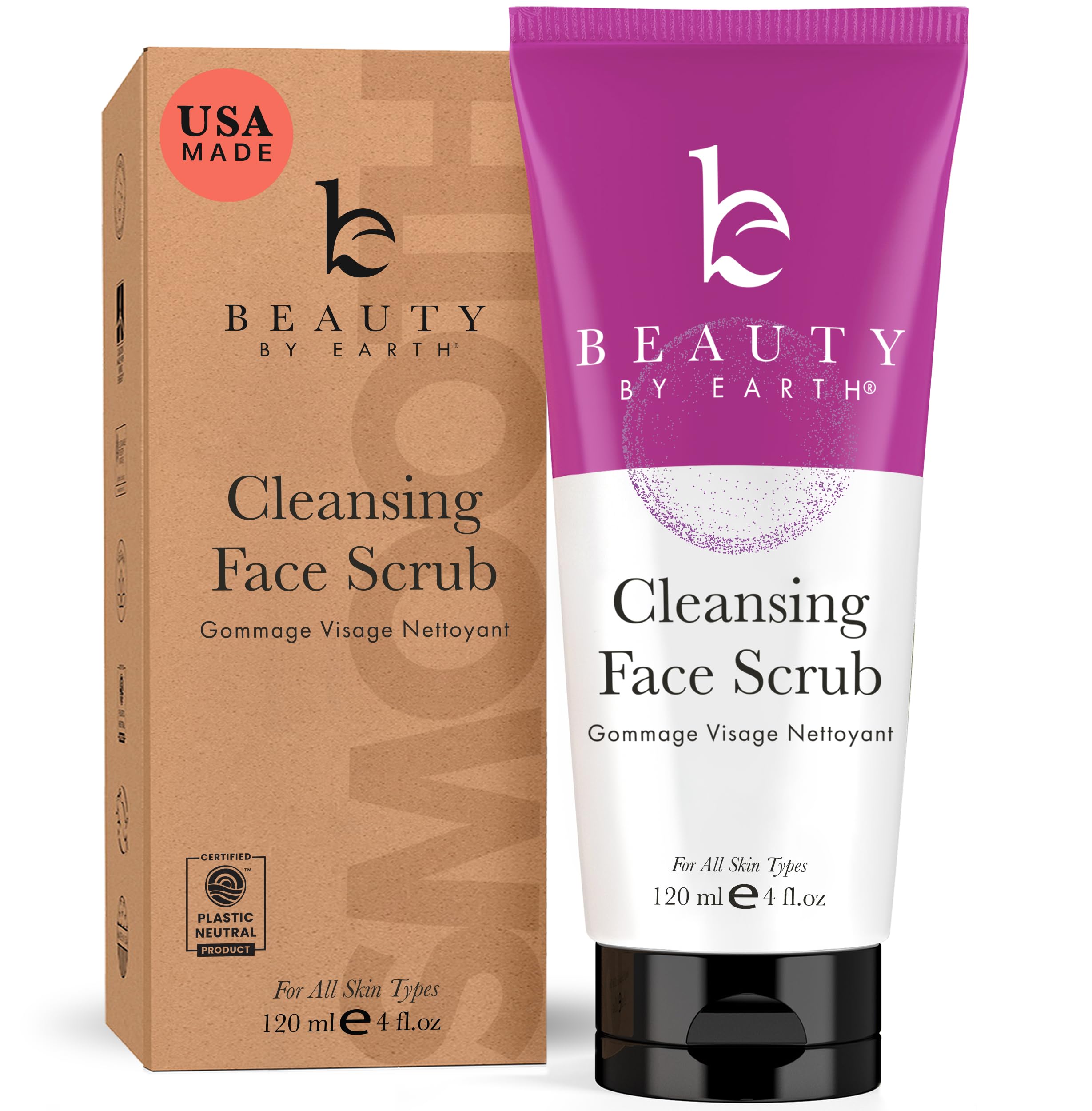 Beauty by Earth Facial Scrub Exfoliator - USA Made with Natural & Organic Ingred - Beauty by Earth Official Product View 9