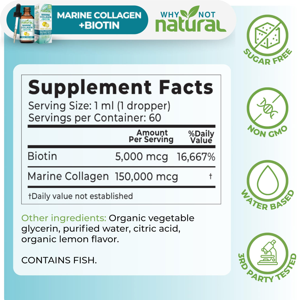Liquid Collagen Plus Biotin Drops - Why Not Natural Official Imagery - 5