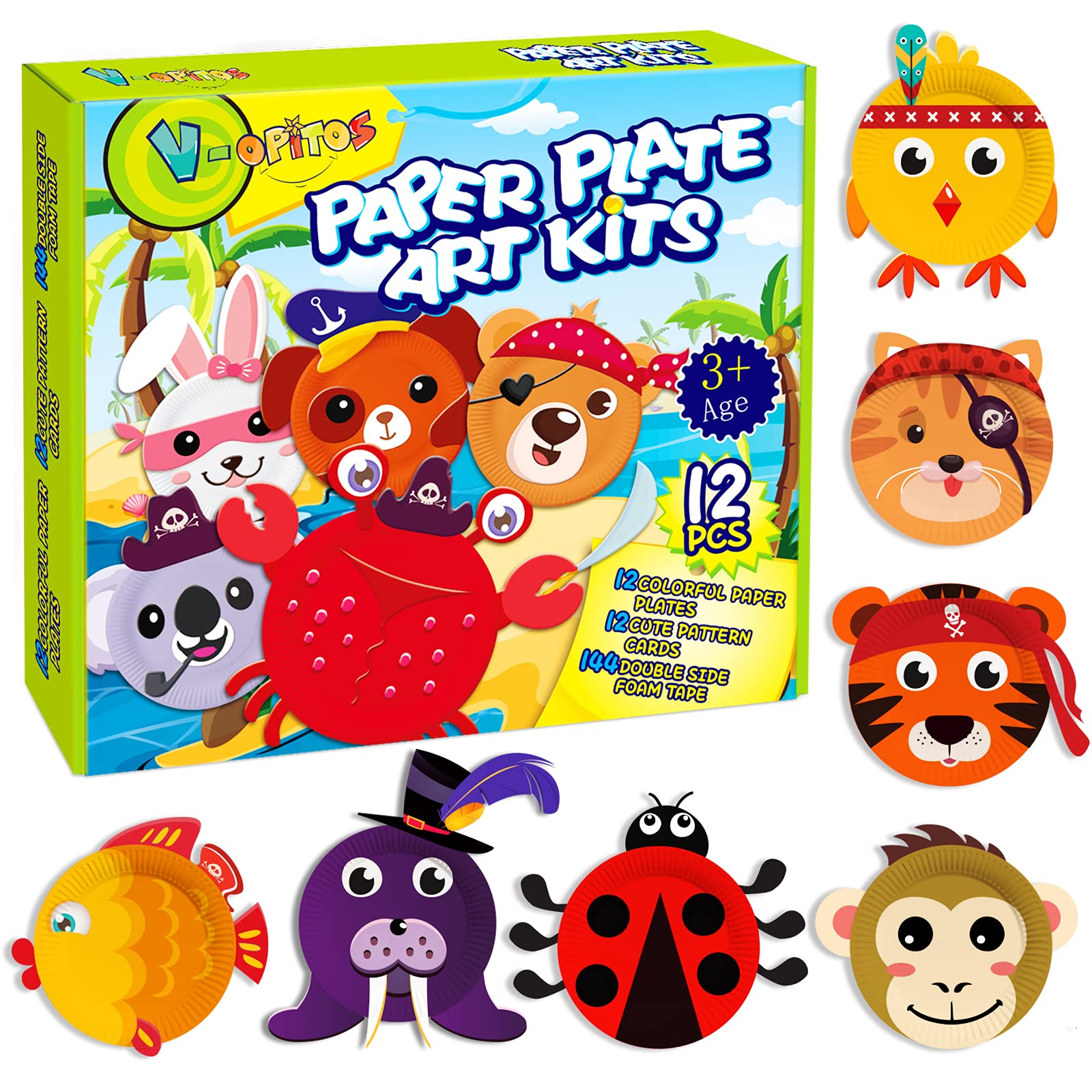 V-Opitos 12 Pack Paper Plate Arts and Crafts Kits for Kids - Product Imagery