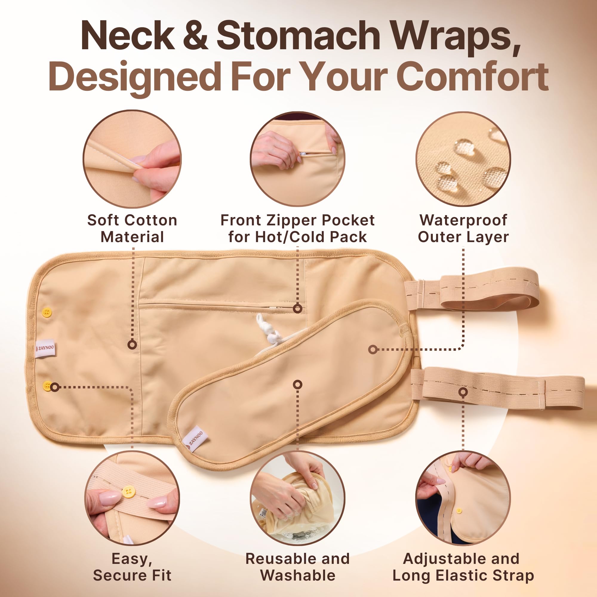 Castor Oil Pack Wrap Kit with 16 9oz USDA Organic Cold - Zaynoo Official Imagery - 3