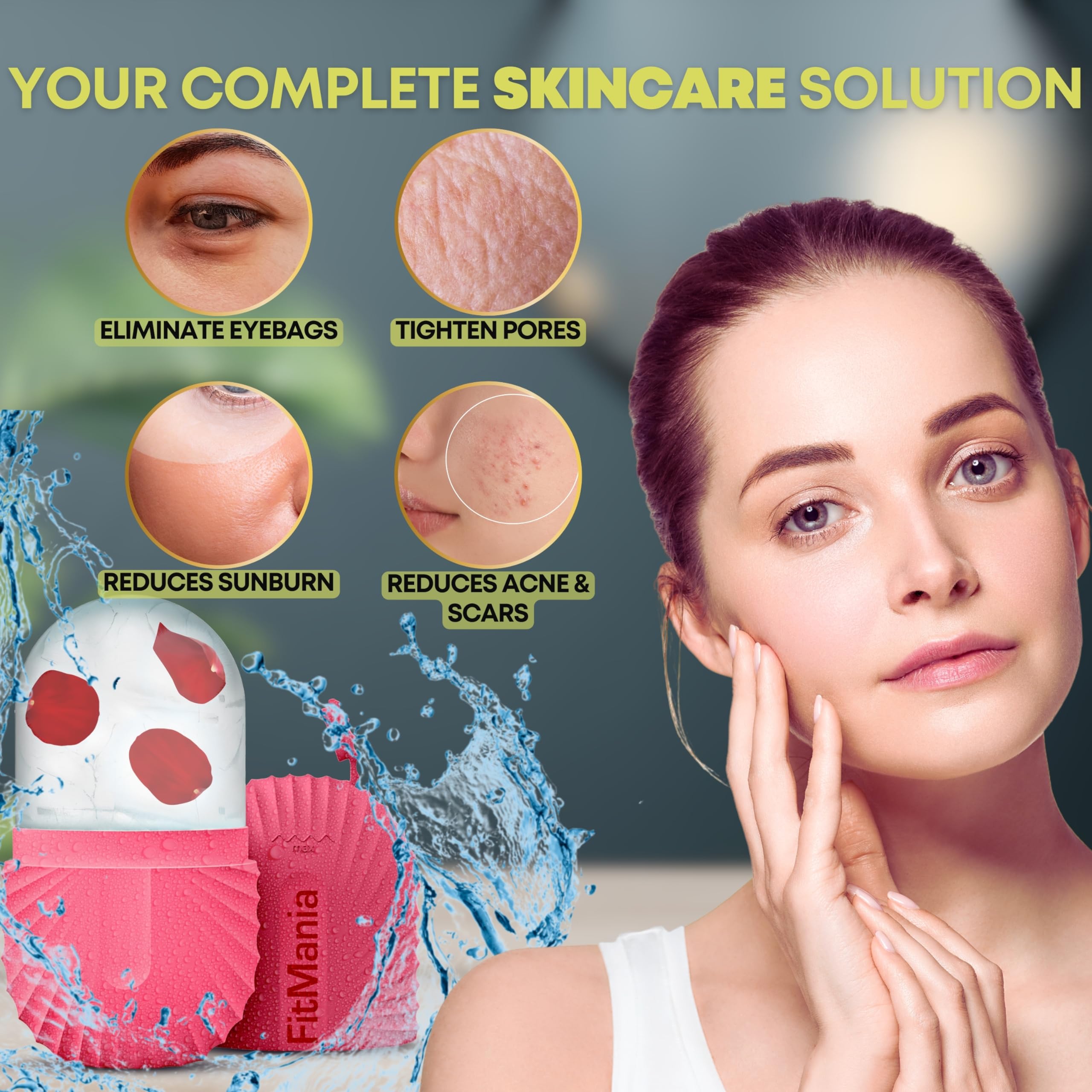 FitMania Ice Roller for face with two premium massage heads, designed for skin soothing and facial muscle relaxation.
