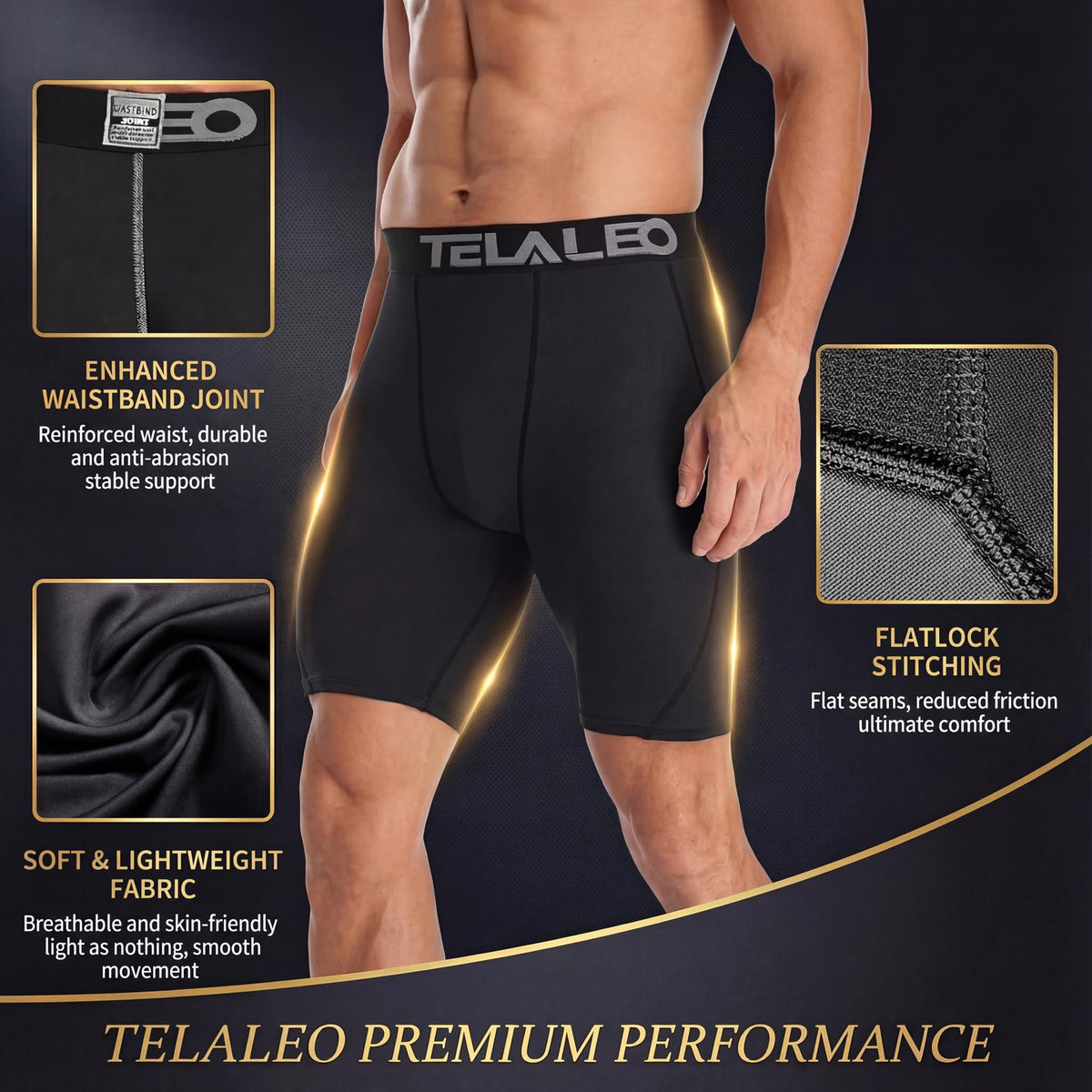 Compression Shorts Men Spandex Athletic Underwear Boxer - TELALEO Official Imagery - 6